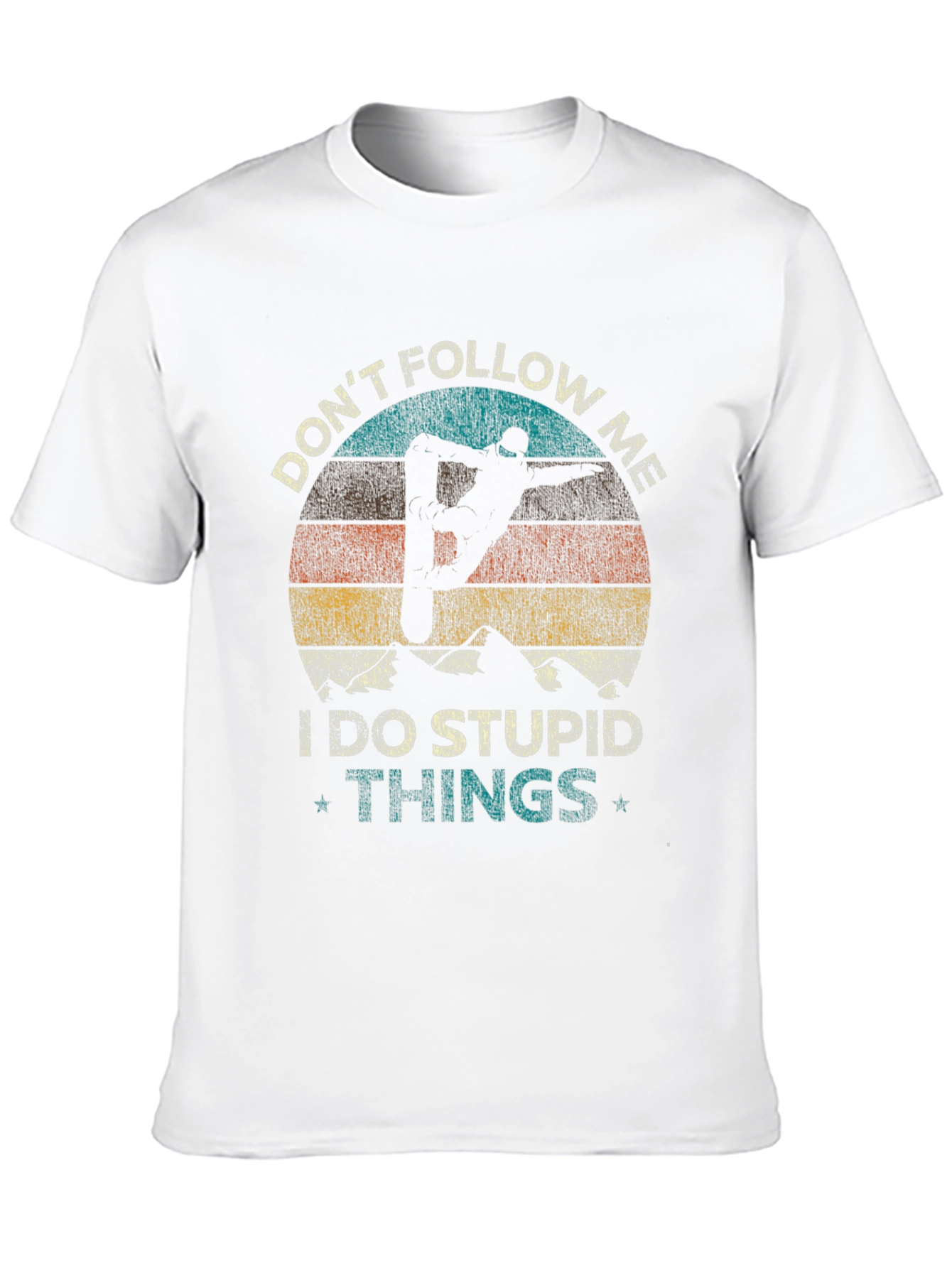 Retro Skiing T-Shirt - Dont Follow Me - Black