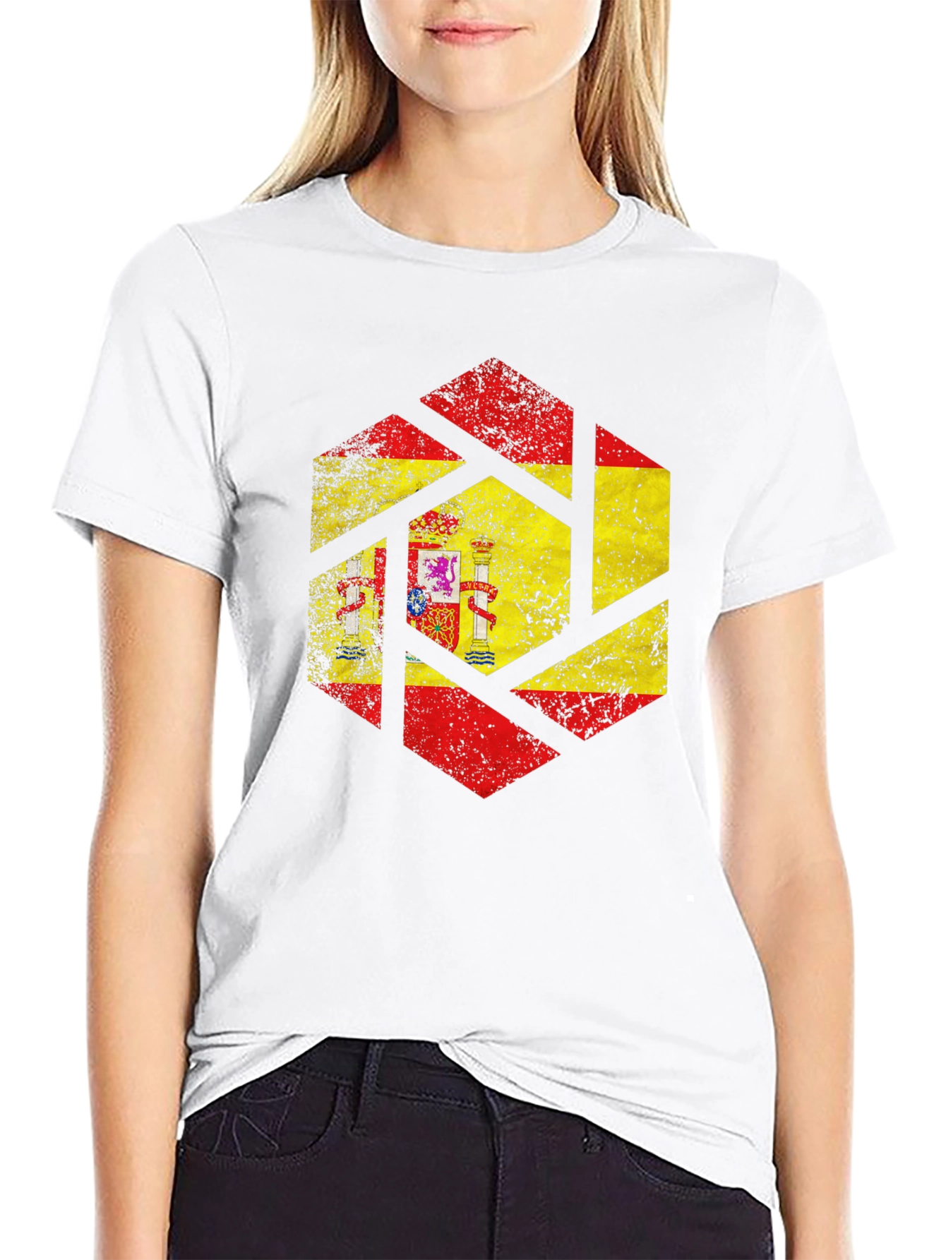Spain Flag Distressed Graphic Tee