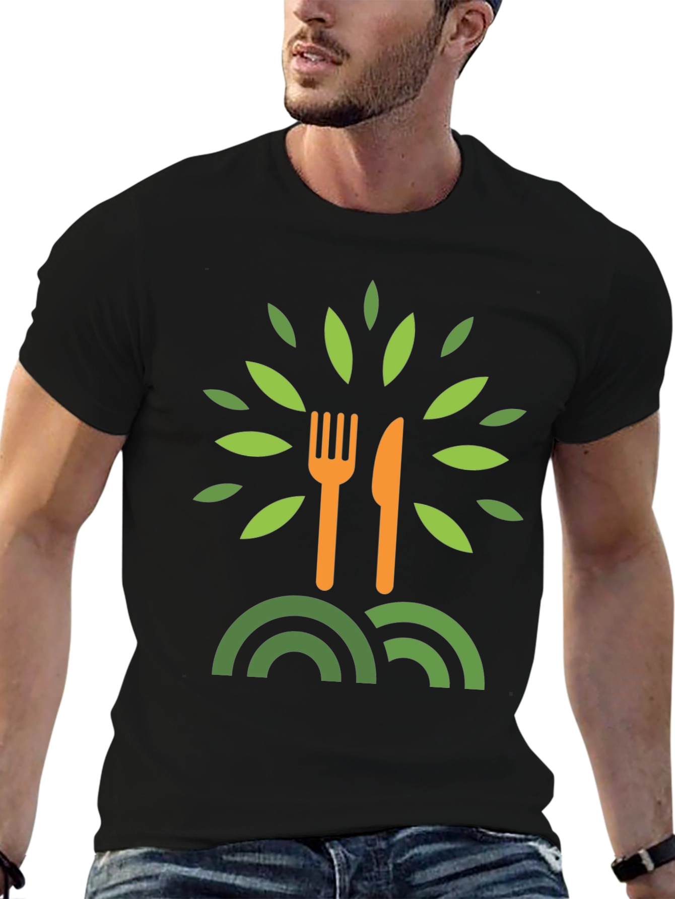 Eco-Friendly T-Shirt: Fork & Knife Tree Design