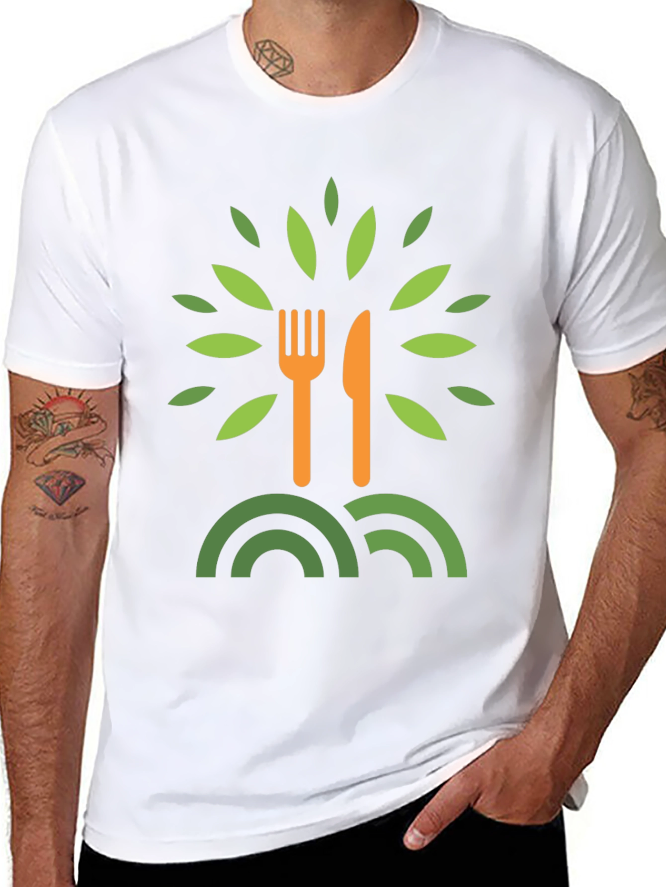 Eco-Friendly T-Shirt: Fork & Knife Tree Design