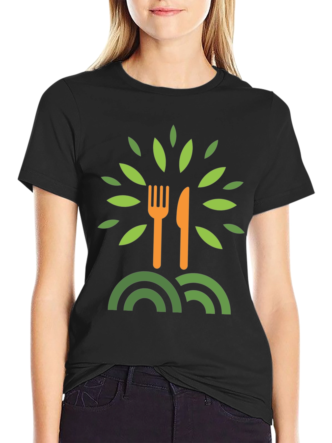 Eco-Friendly T-Shirt: Fork & Knife Tree Design