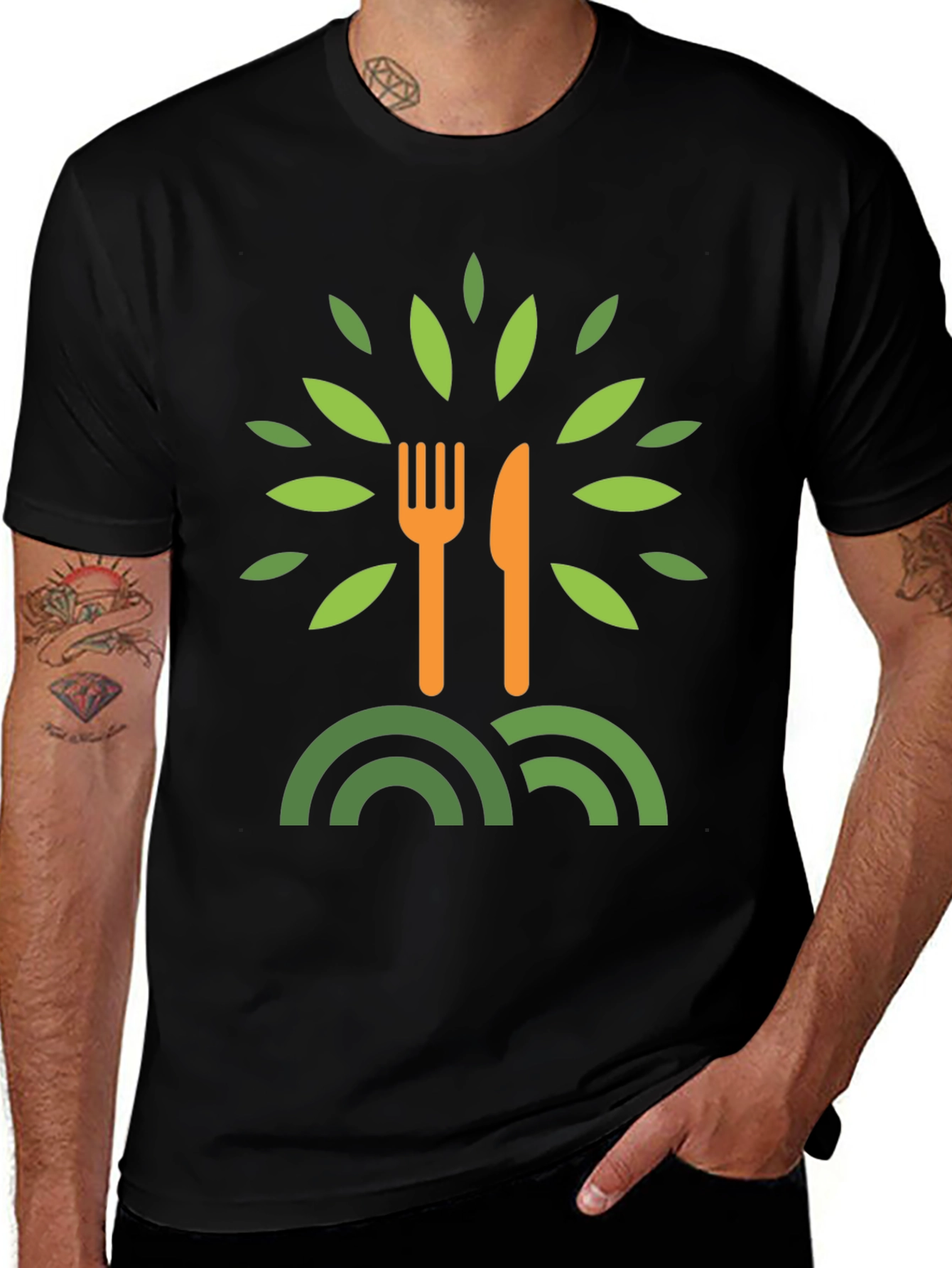 Eco-Friendly T-Shirt: Fork & Knife Tree Design