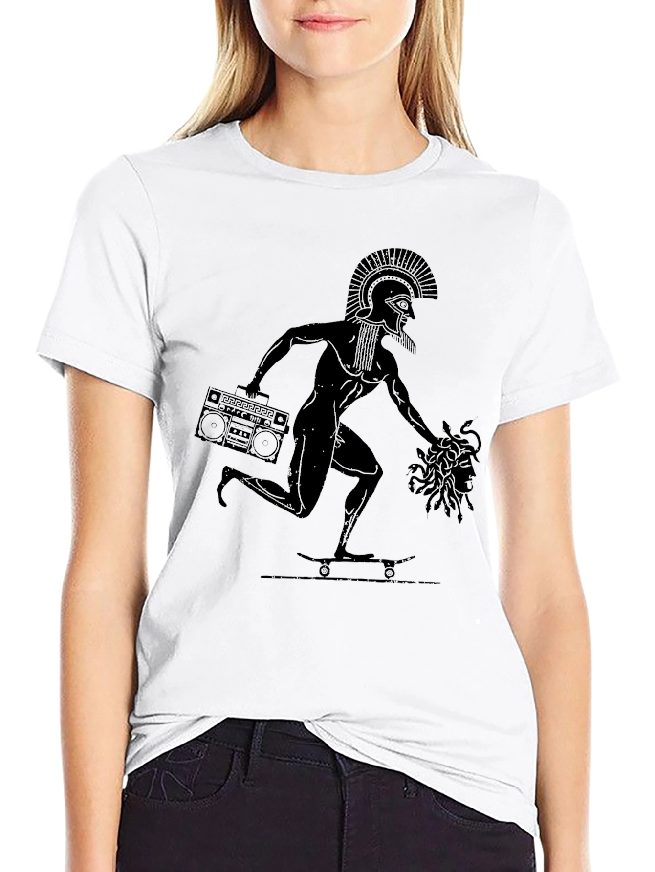 Retro Greek Skater Tee - Medusa Boombox