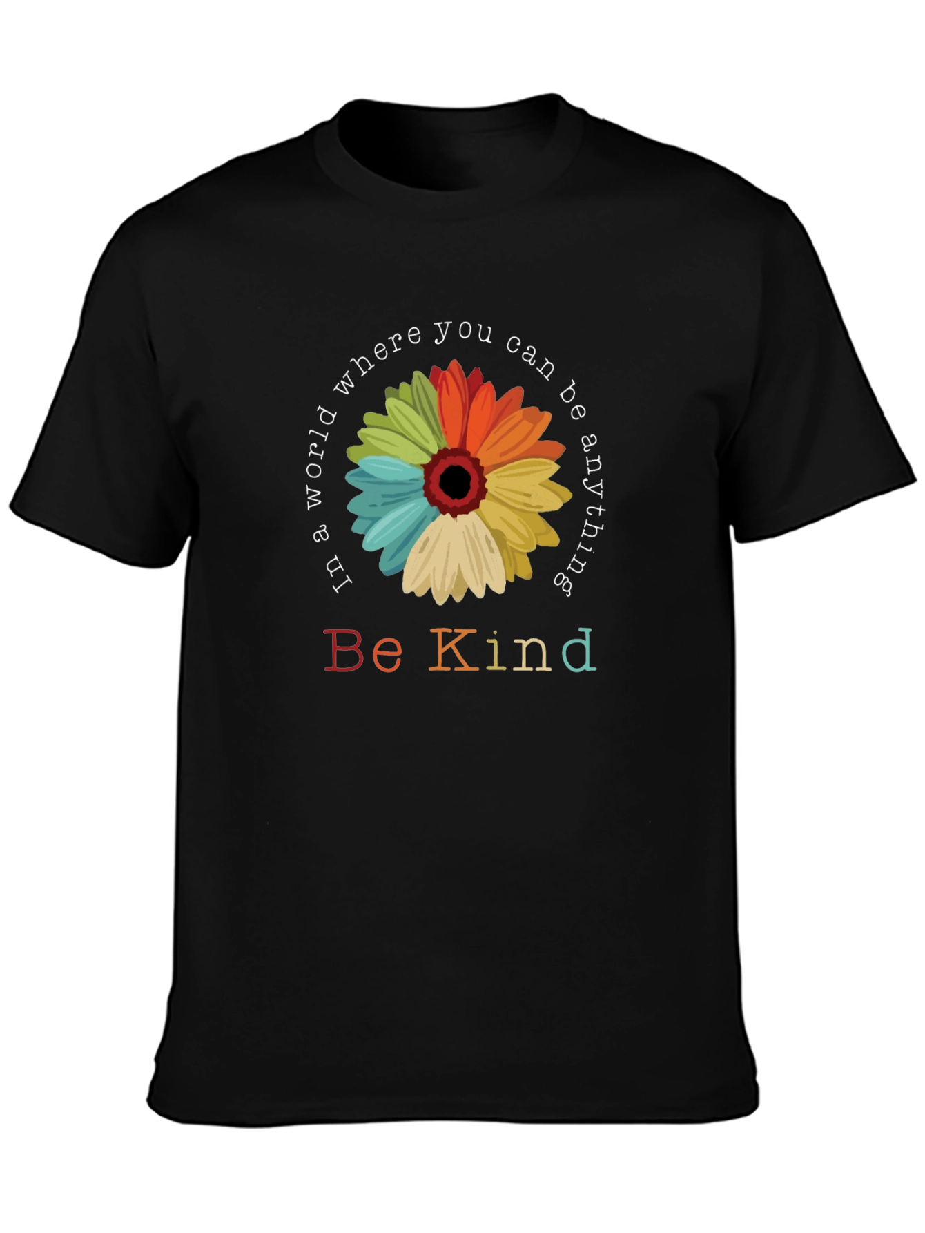 Be Kind T-Shirt: Rainbow Flower Graphic Tee