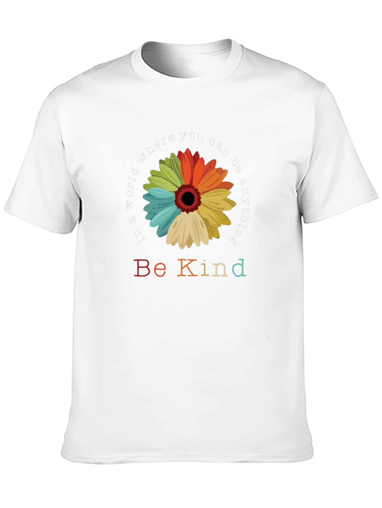 Be Kind T-Shirt: Rainbow Flower Graphic Tee
