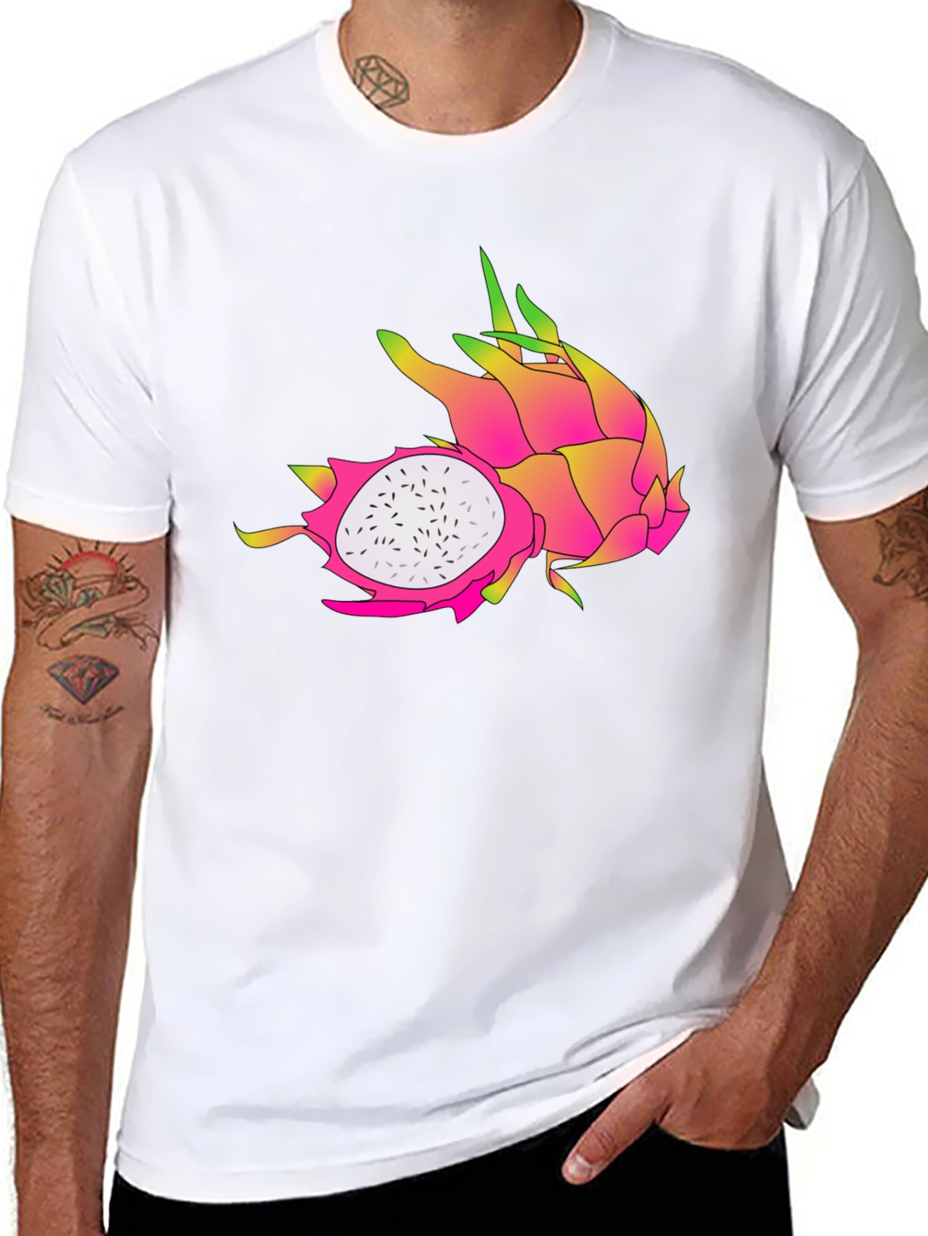 Dragon Fruit Graphic Black T-Shirt