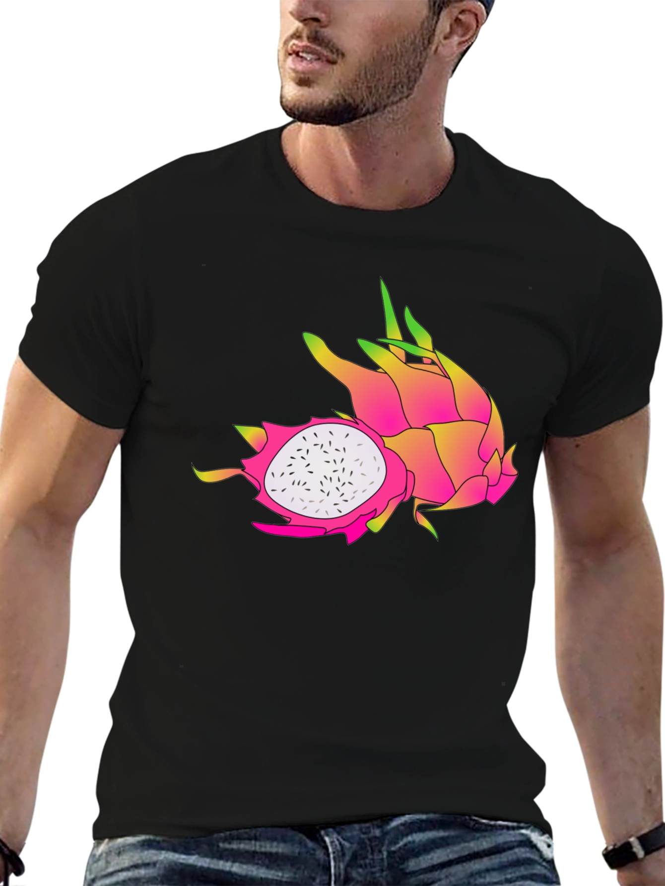 Dragon Fruit Graphic Black T-Shirt