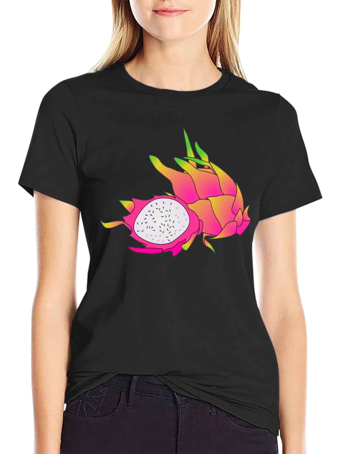Dragon Fruit Graphic Black T-Shirt