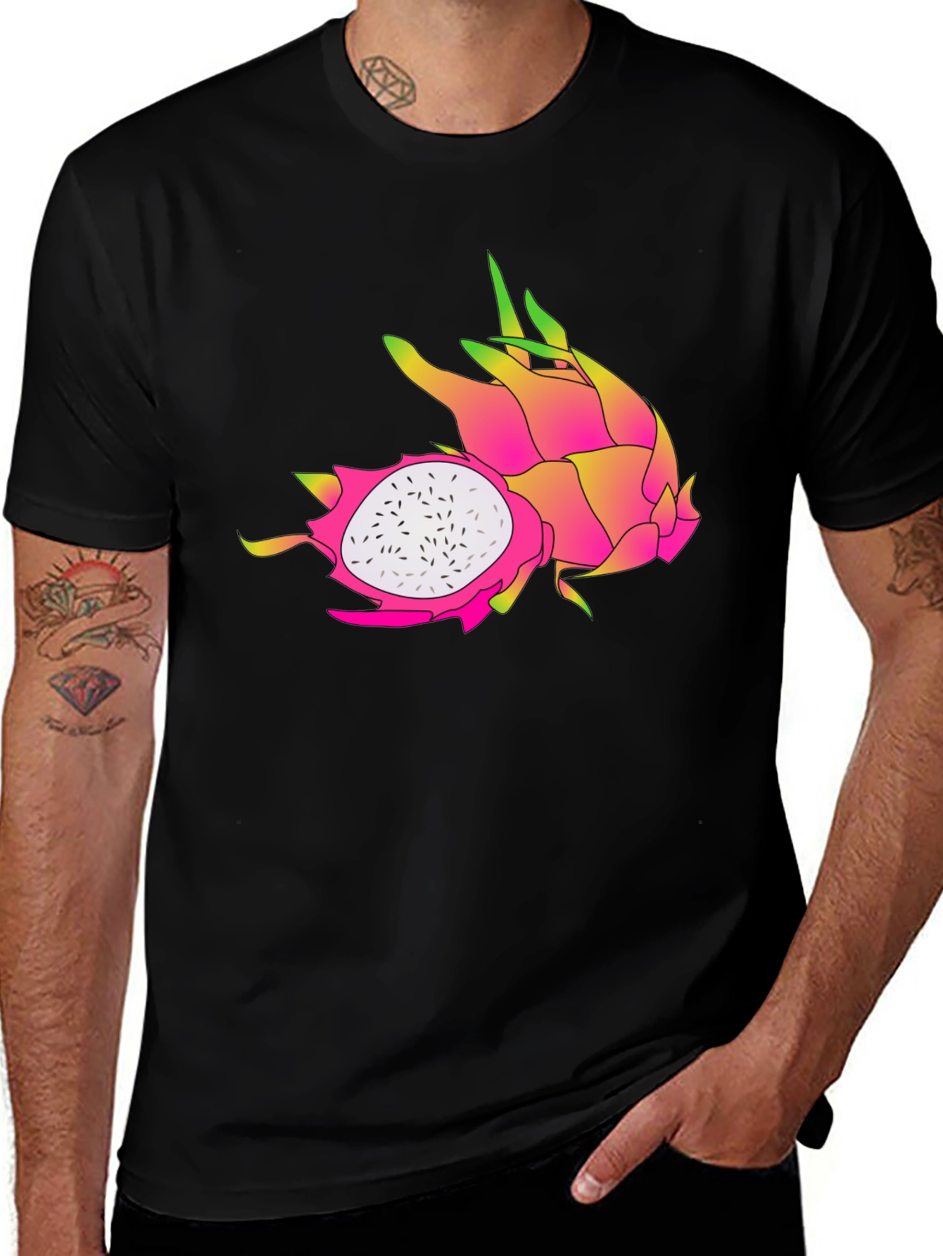 Dragon Fruit Graphic Black T-Shirt