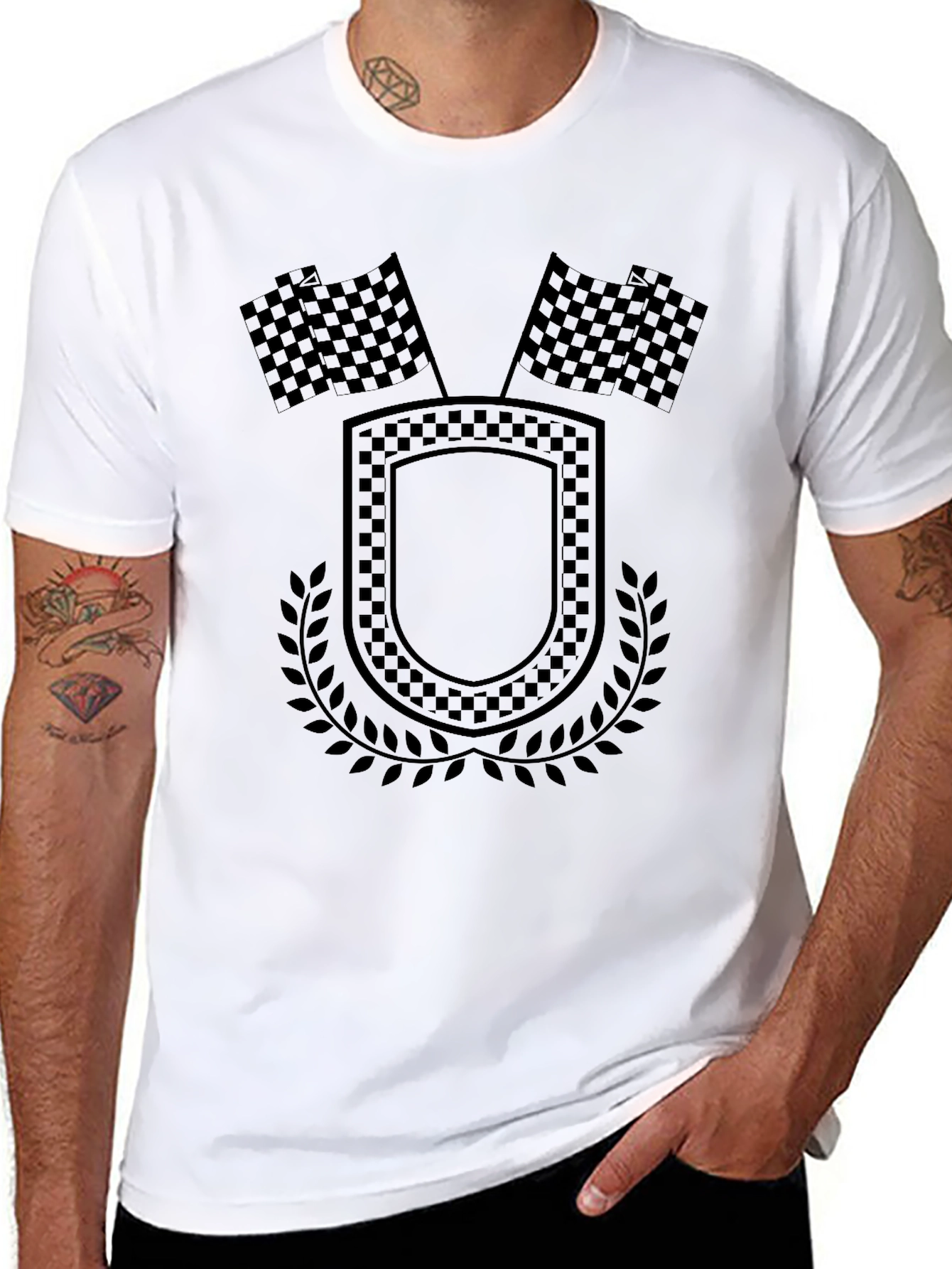 Black Racing Flags Graphic Tee