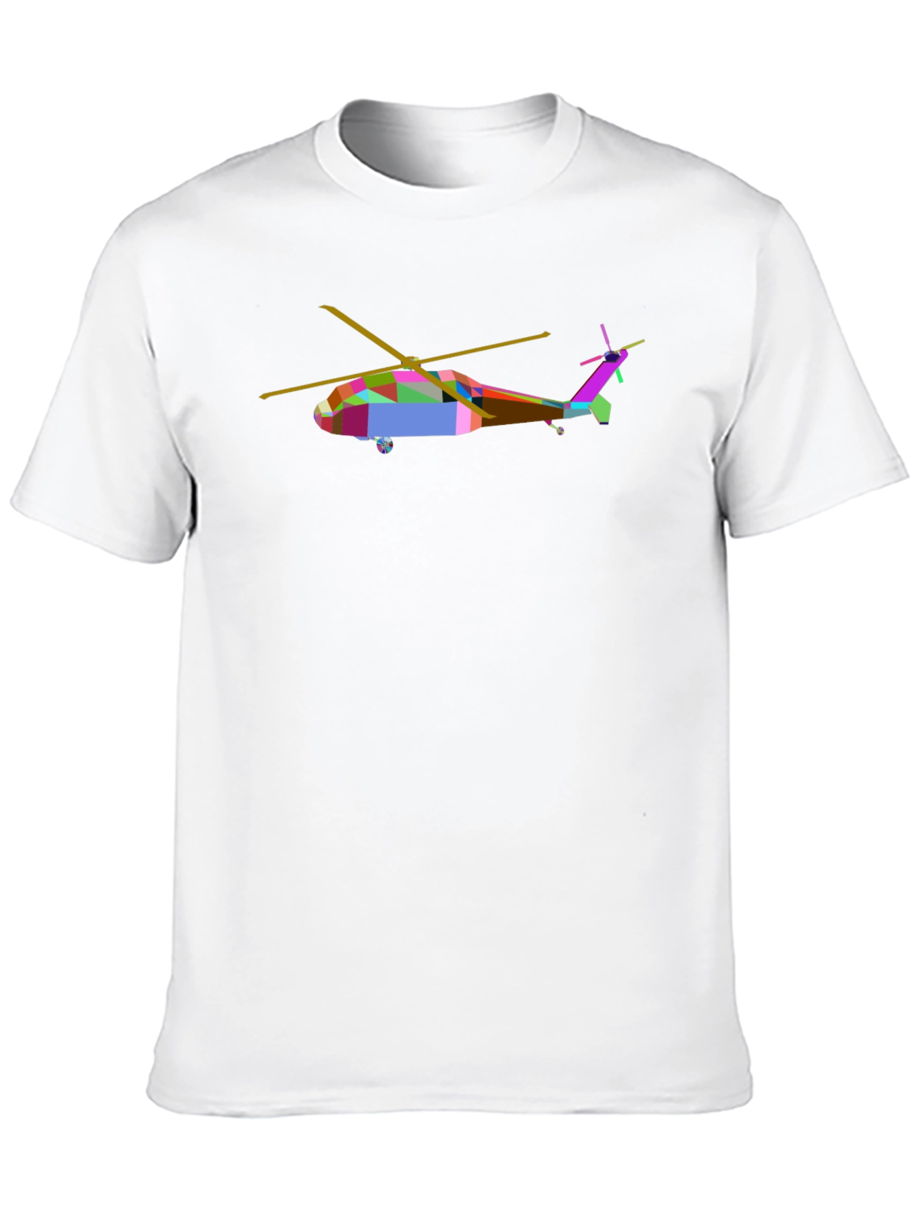 Abstract Helicopter Graphic Tee - Black Cotton Casual Shirt