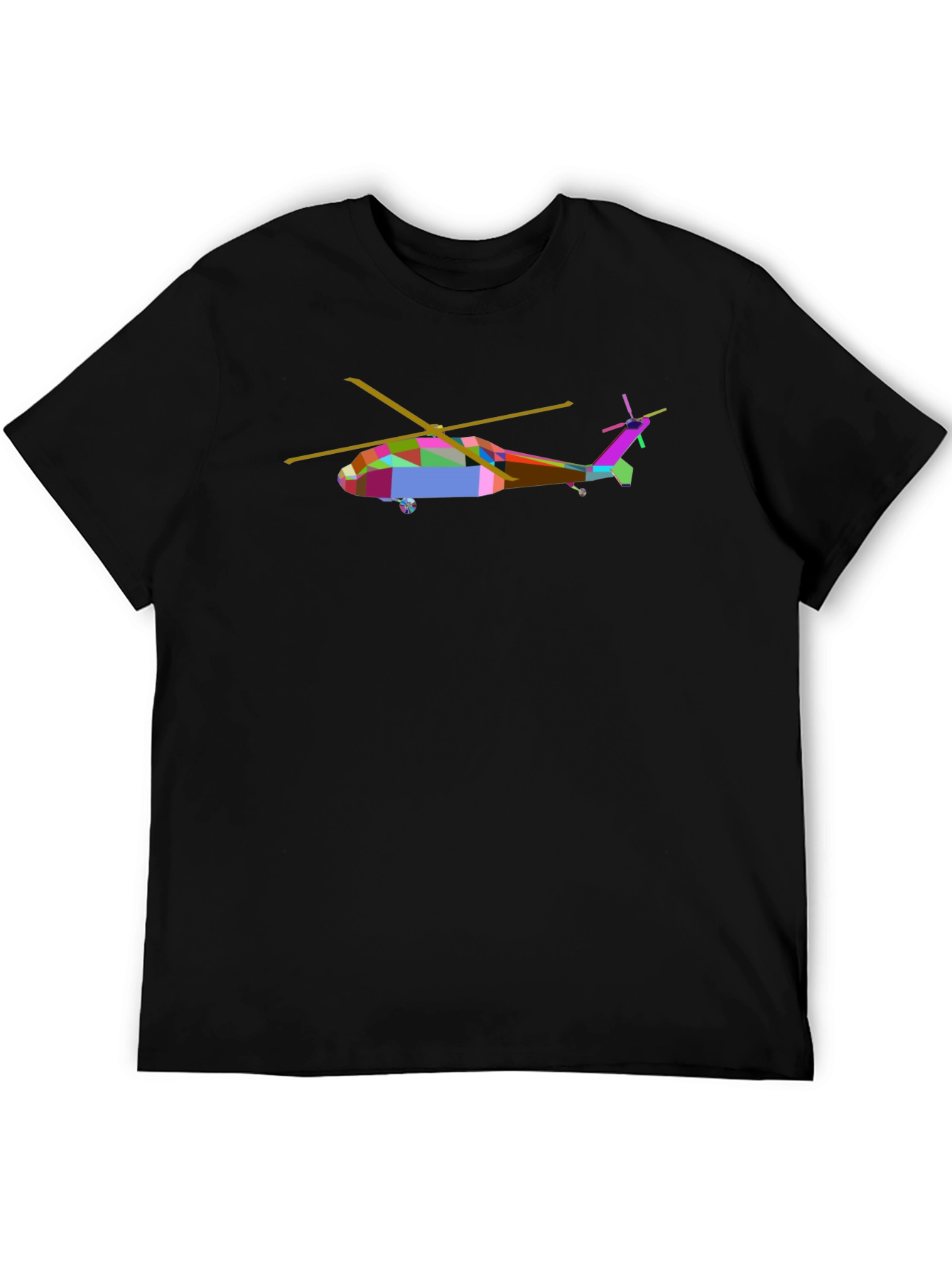 Abstract Helicopter Graphic Tee - Black Cotton Casual Shirt