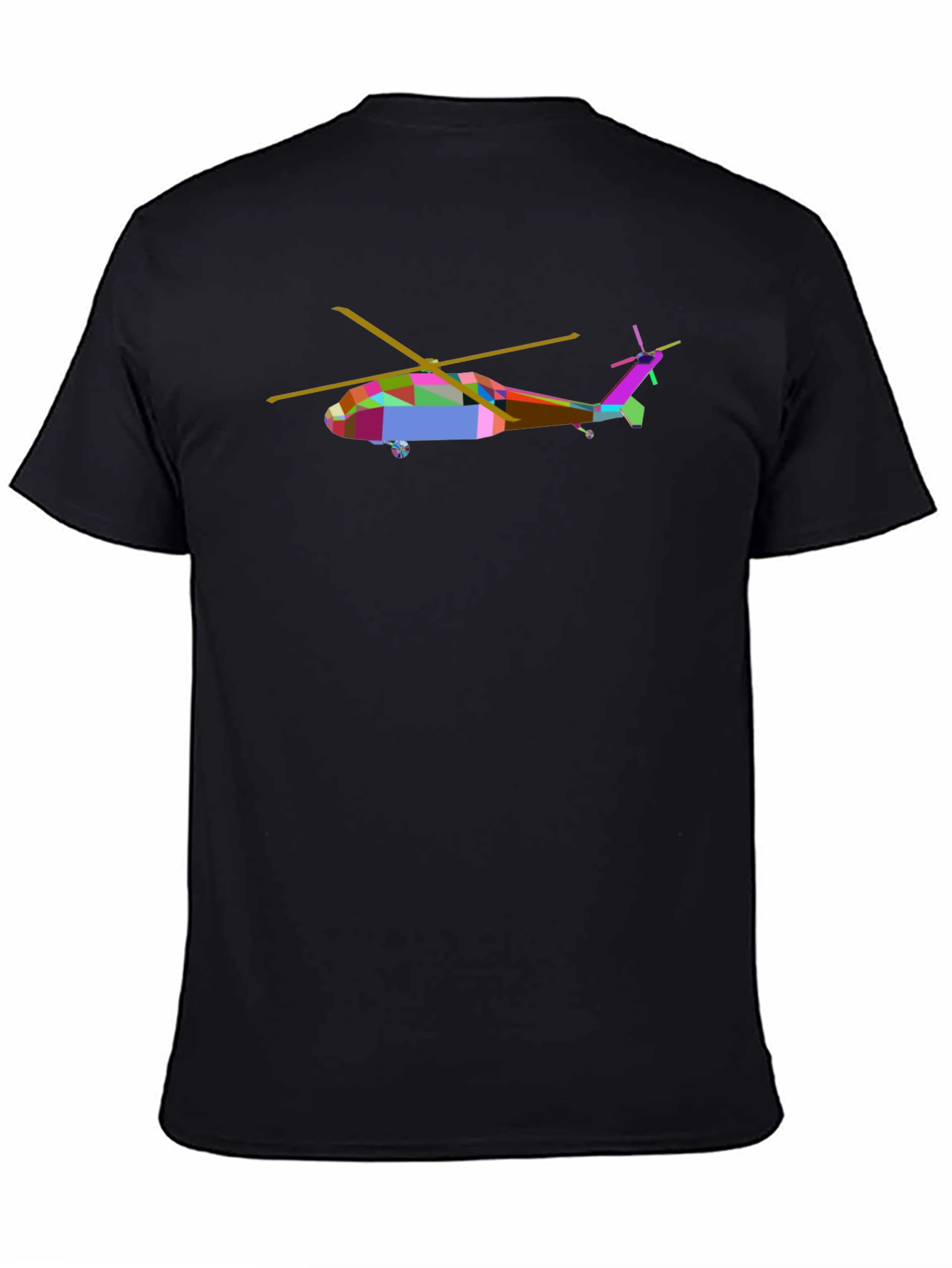 Abstract Helicopter Graphic Tee - Black Cotton Casual Shirt