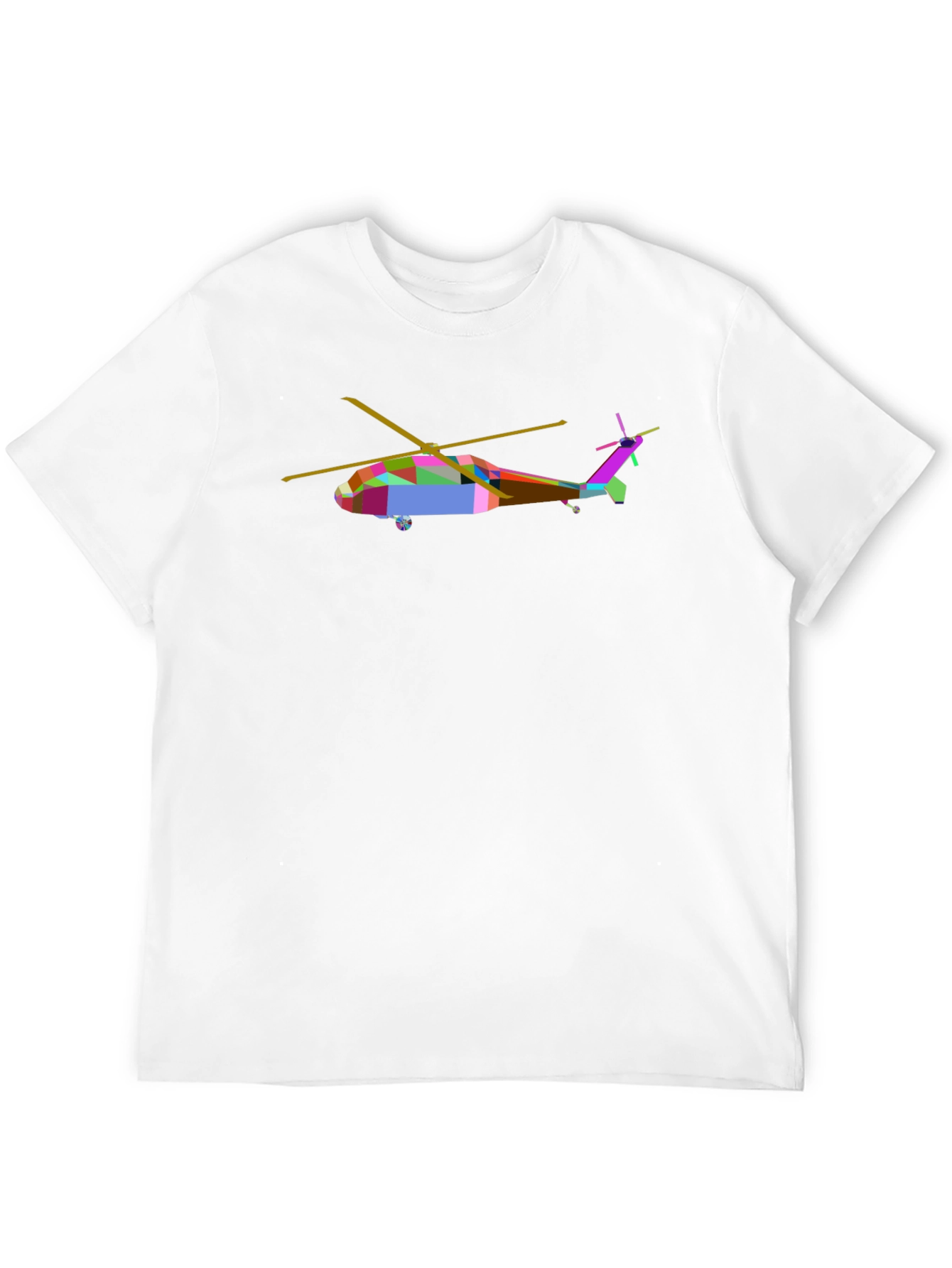 Abstract Helicopter Graphic Tee - Black Cotton Casual Shirt