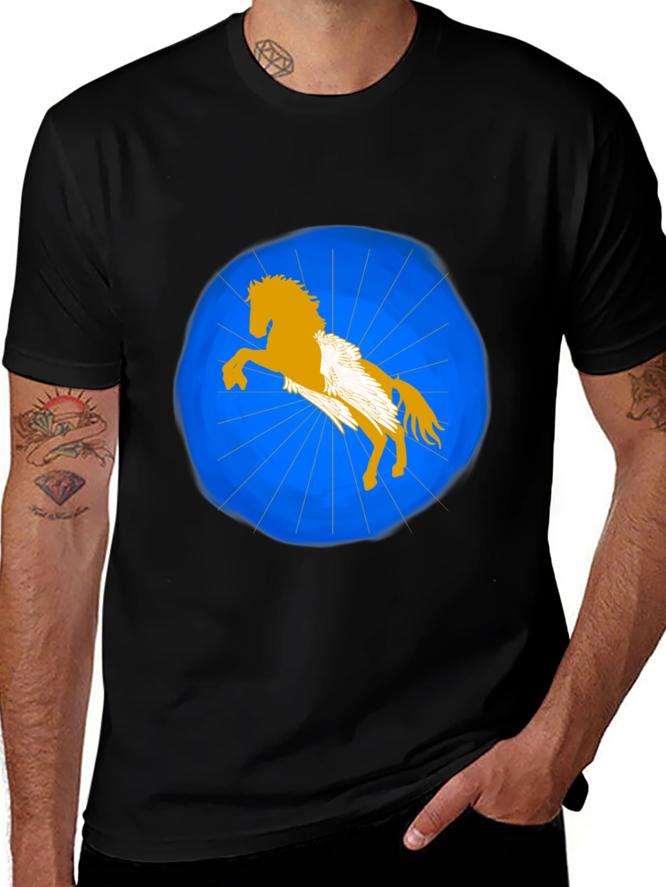 Pegasus Graphic T-Shirt - Black Stylish Design