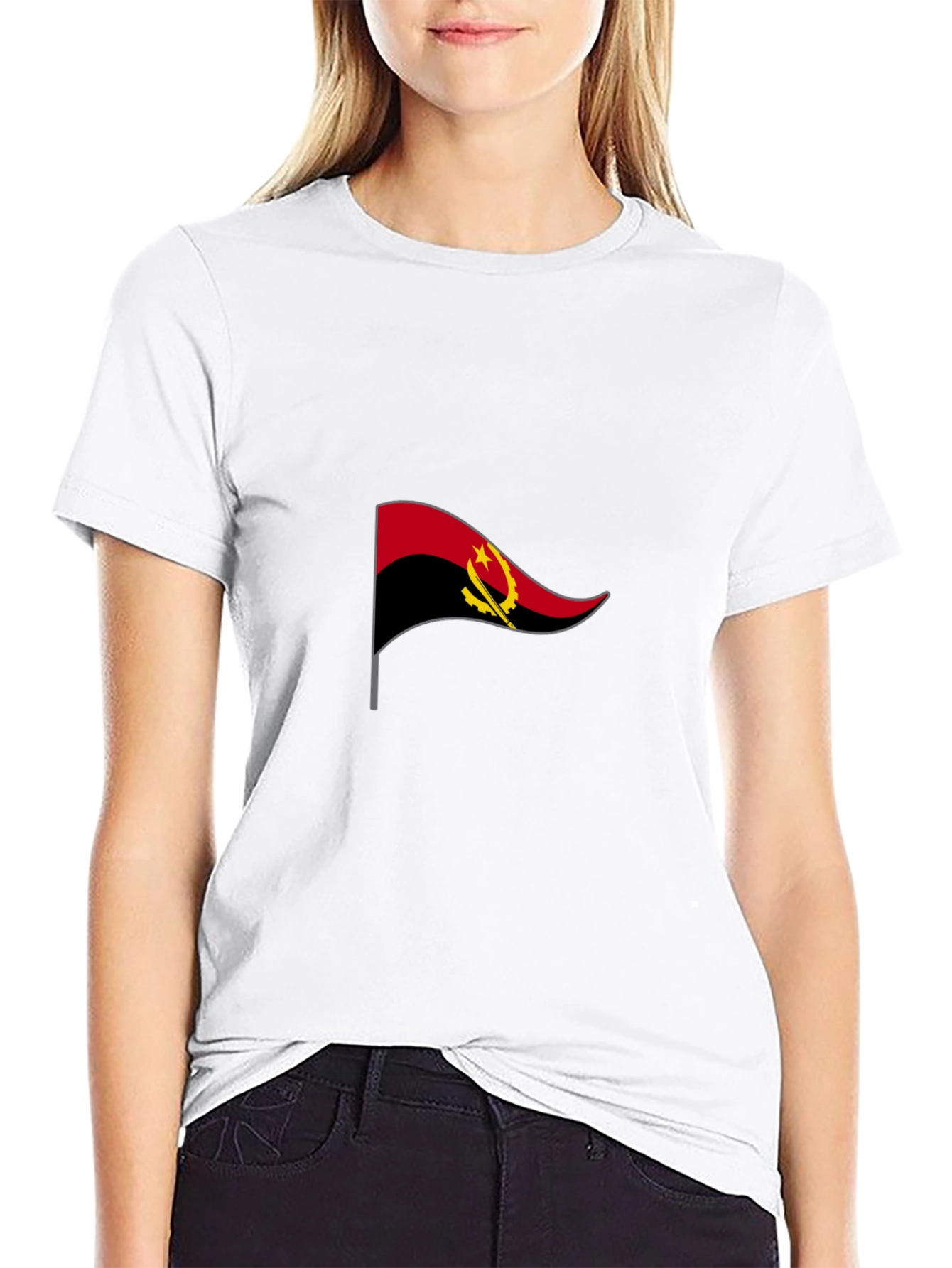 Angola Flag Graphic Black T-Shirt