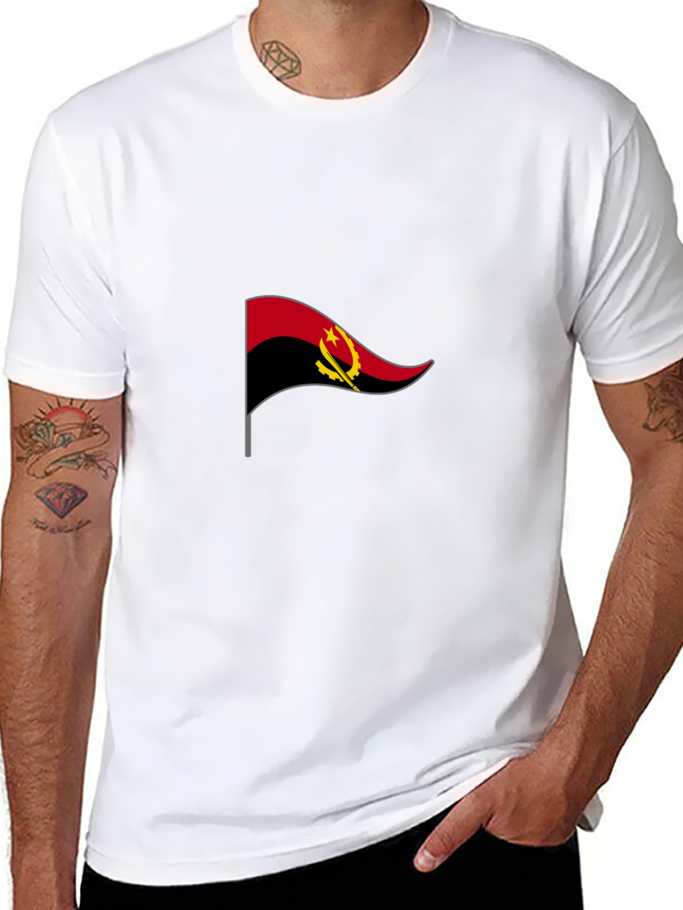 Angola Flag Graphic Black T-Shirt