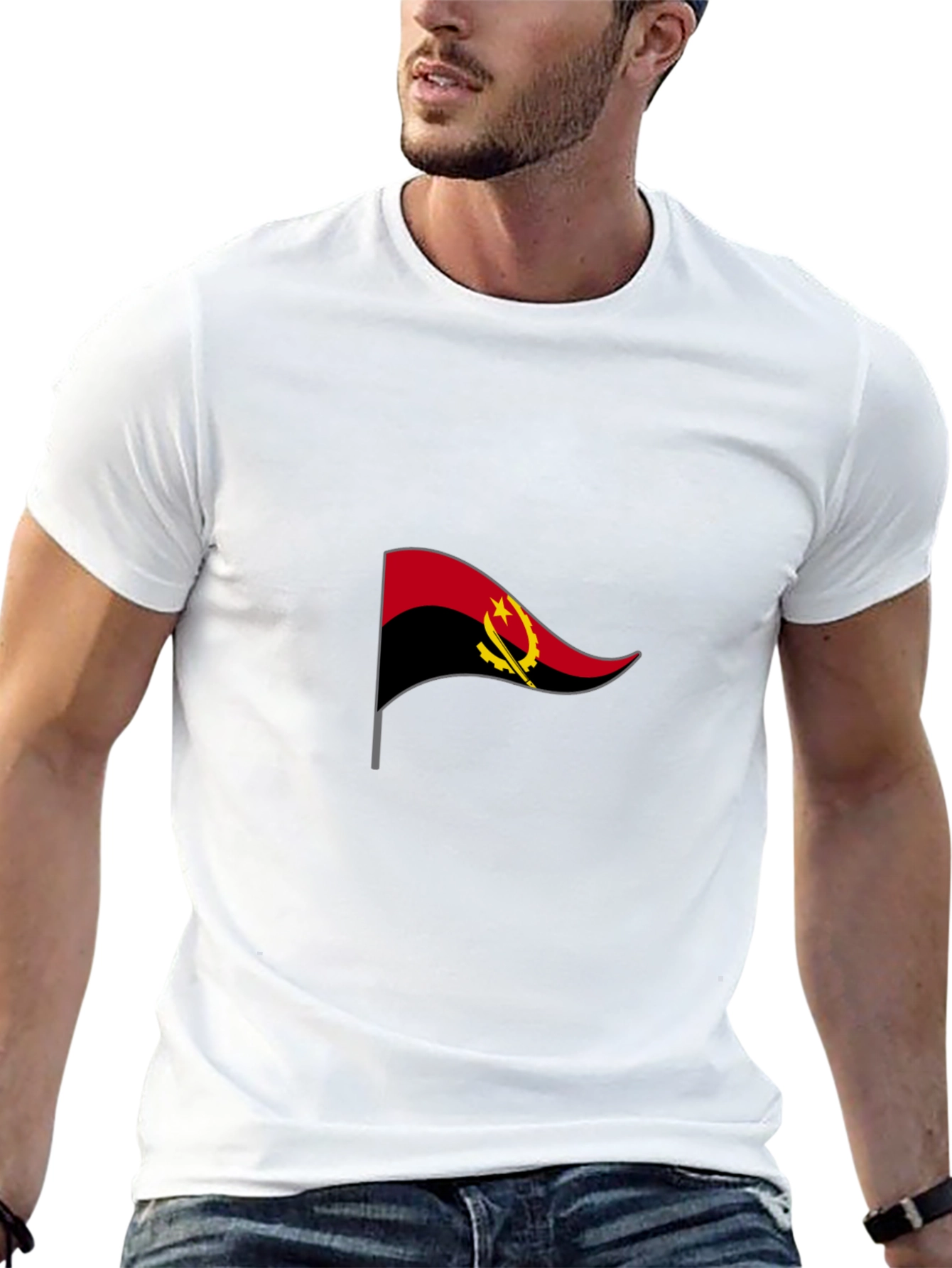Angola Flag Graphic Black T-Shirt