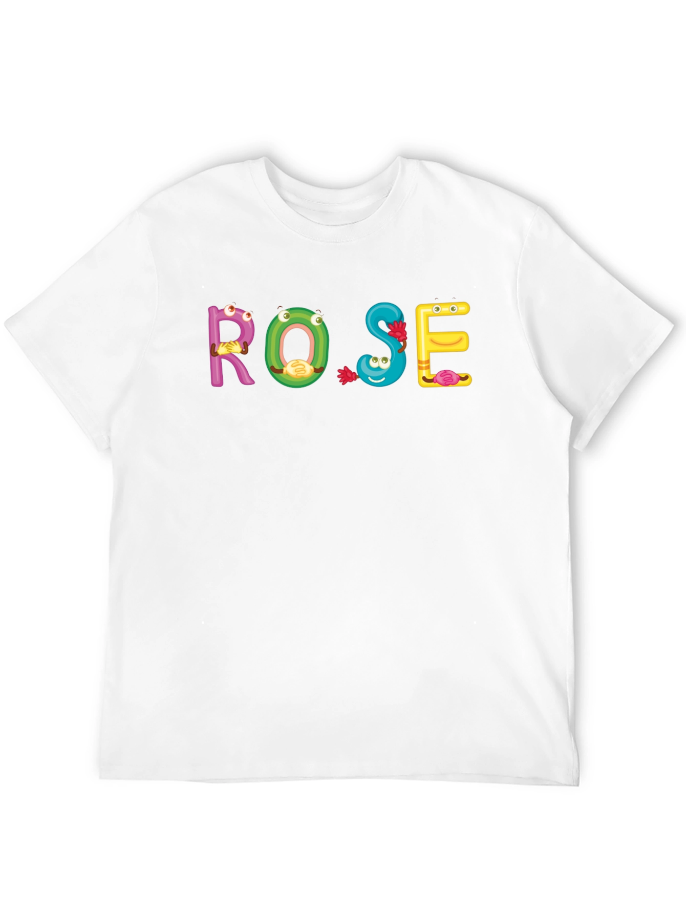 ROSE Cartoon Letter Black T-Shirt