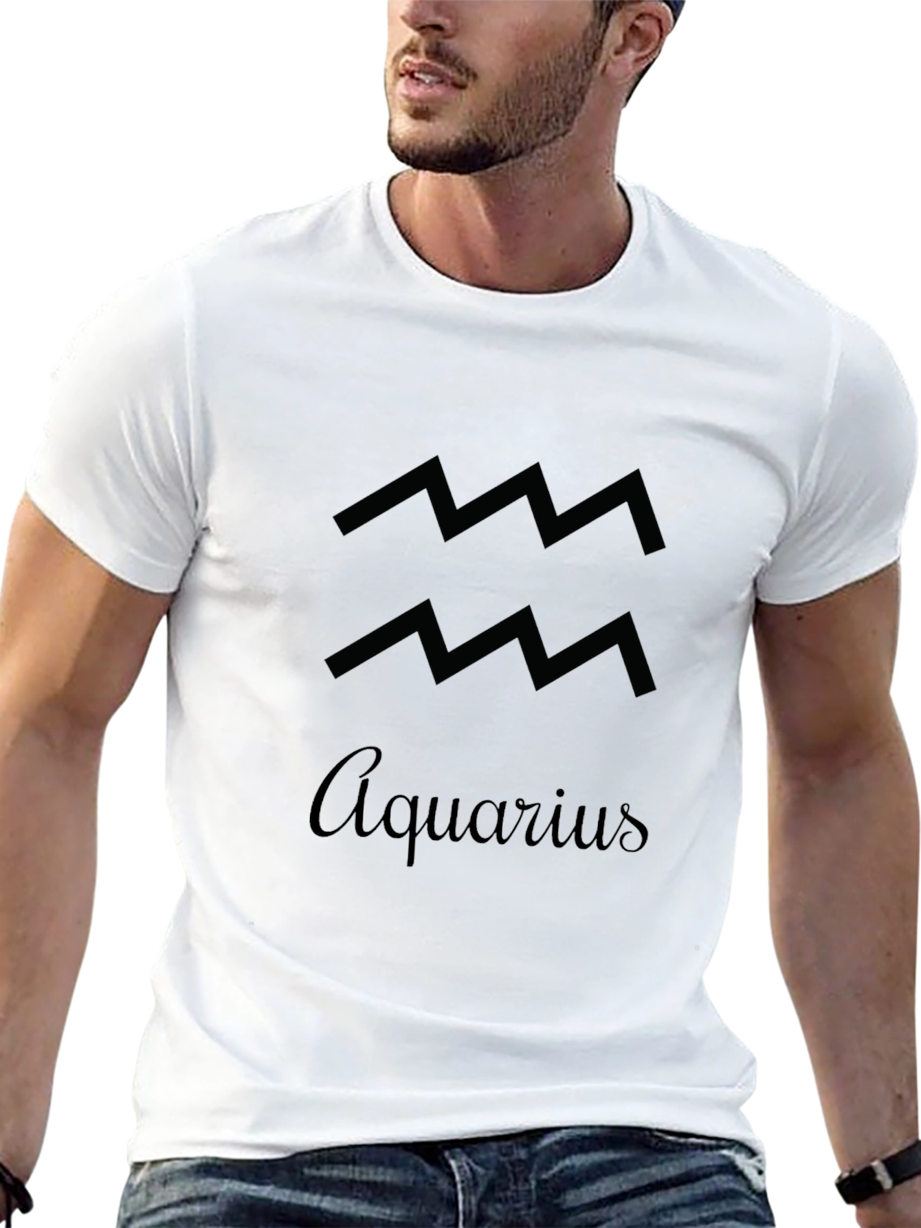 Aquarius Zodiac Sign Black T-Shirt