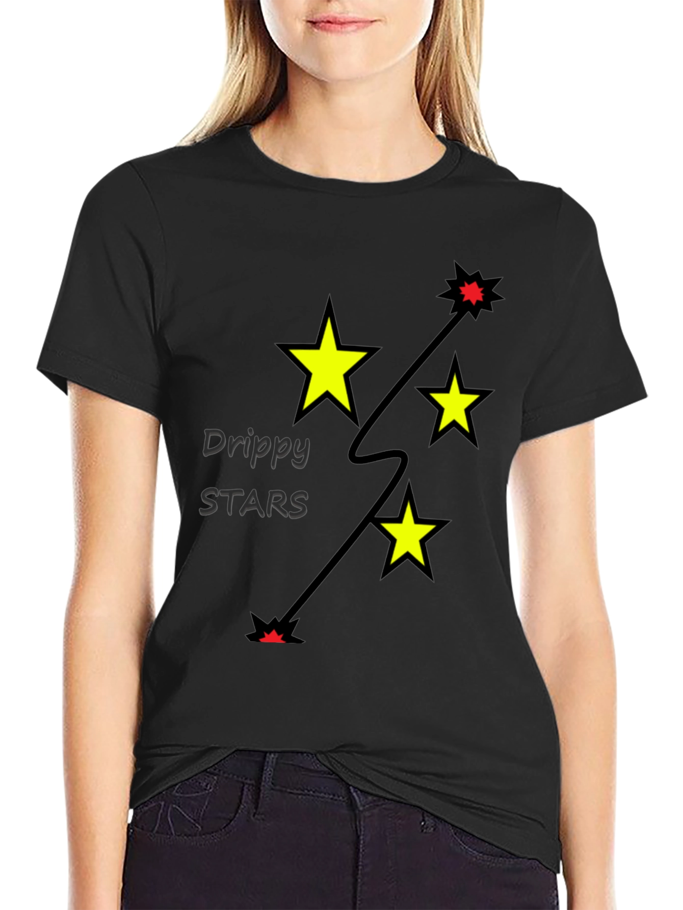 Drippy Stars Graphic Tee - Black