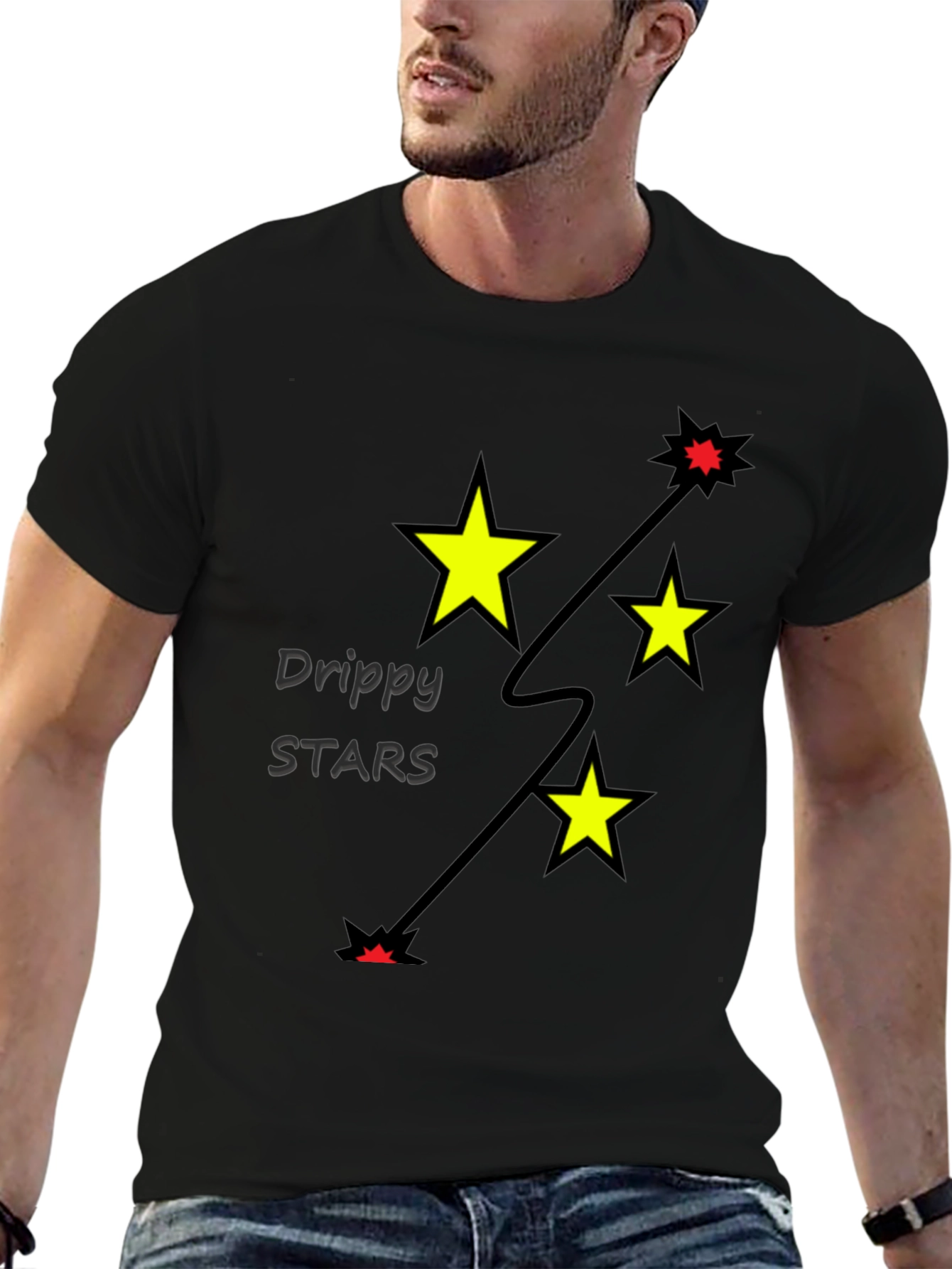 Drippy Stars Graphic Tee - Black
