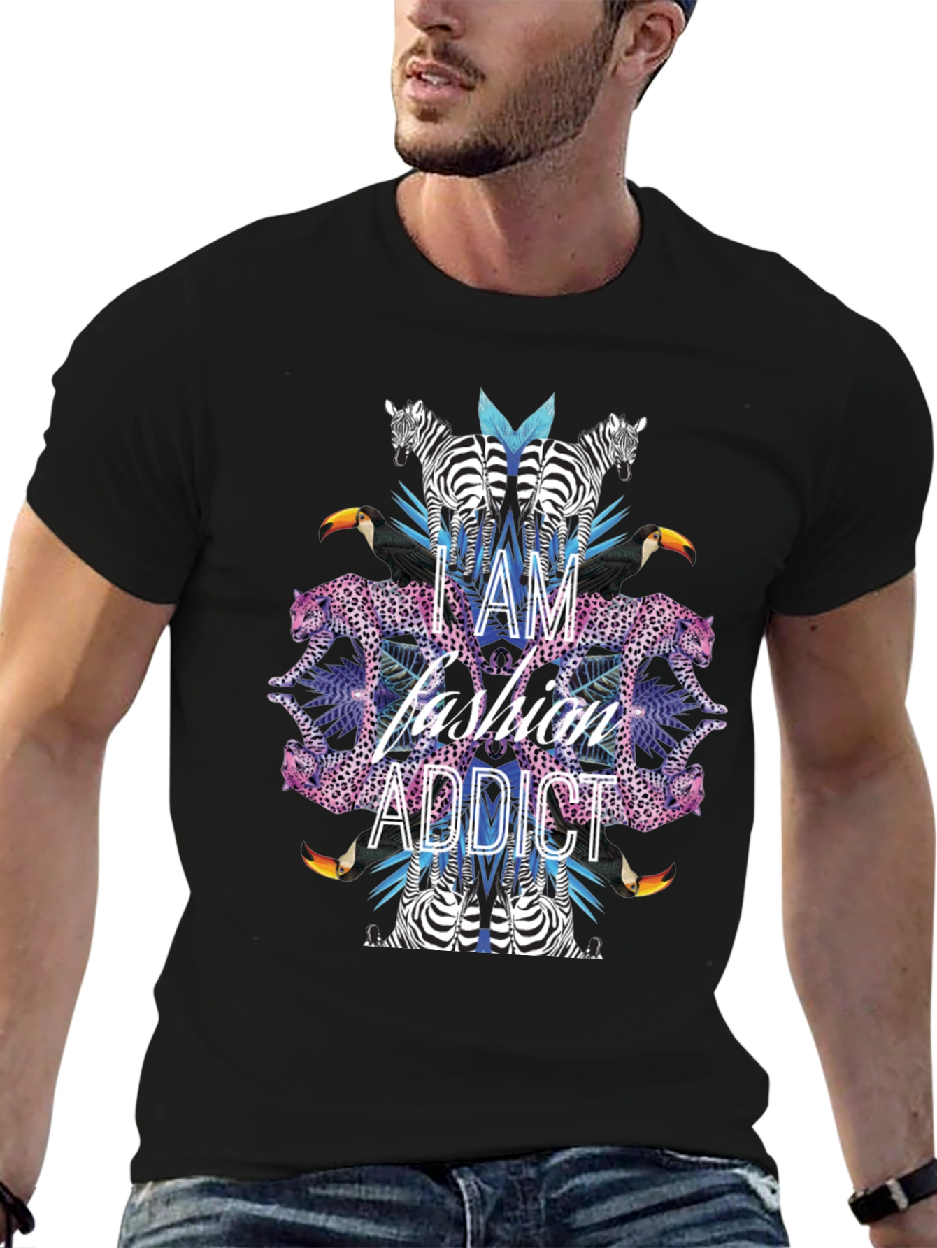 I am Fashion Addict Graphic Print T-Shirt