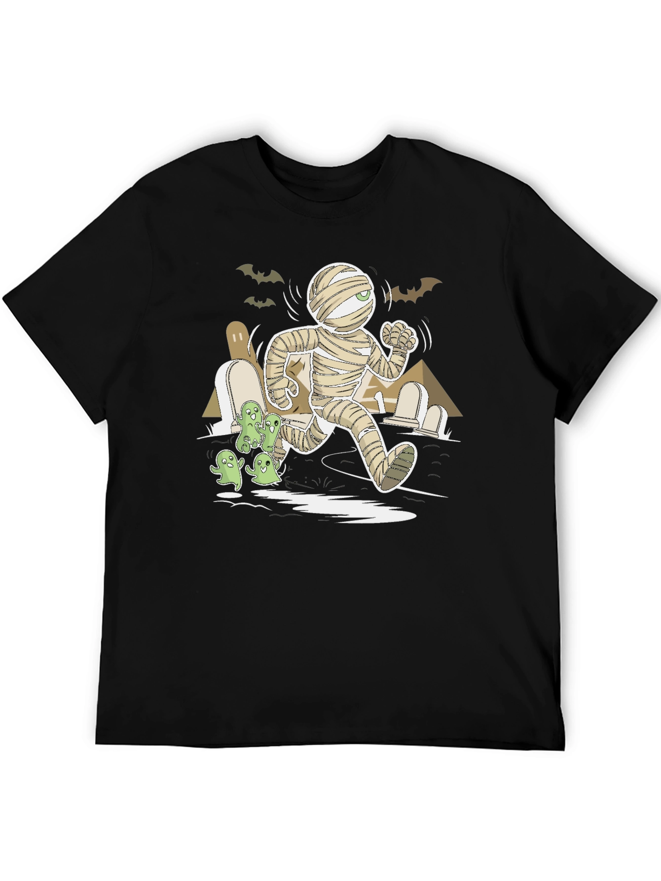 Halloween Mummy Chasing Ghosts Graphic Tee