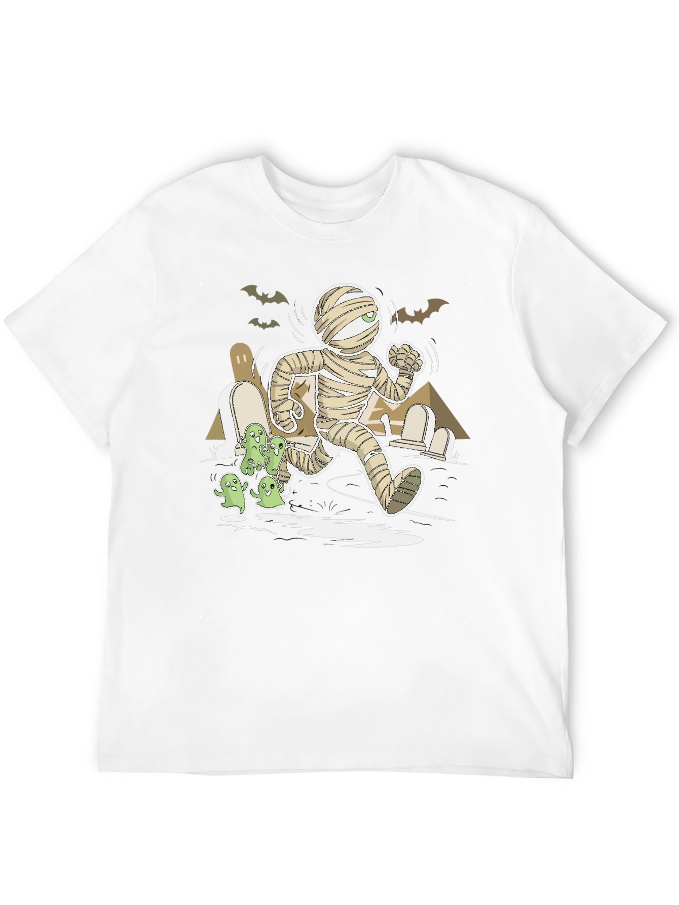Halloween Mummy Chasing Ghosts Graphic Tee