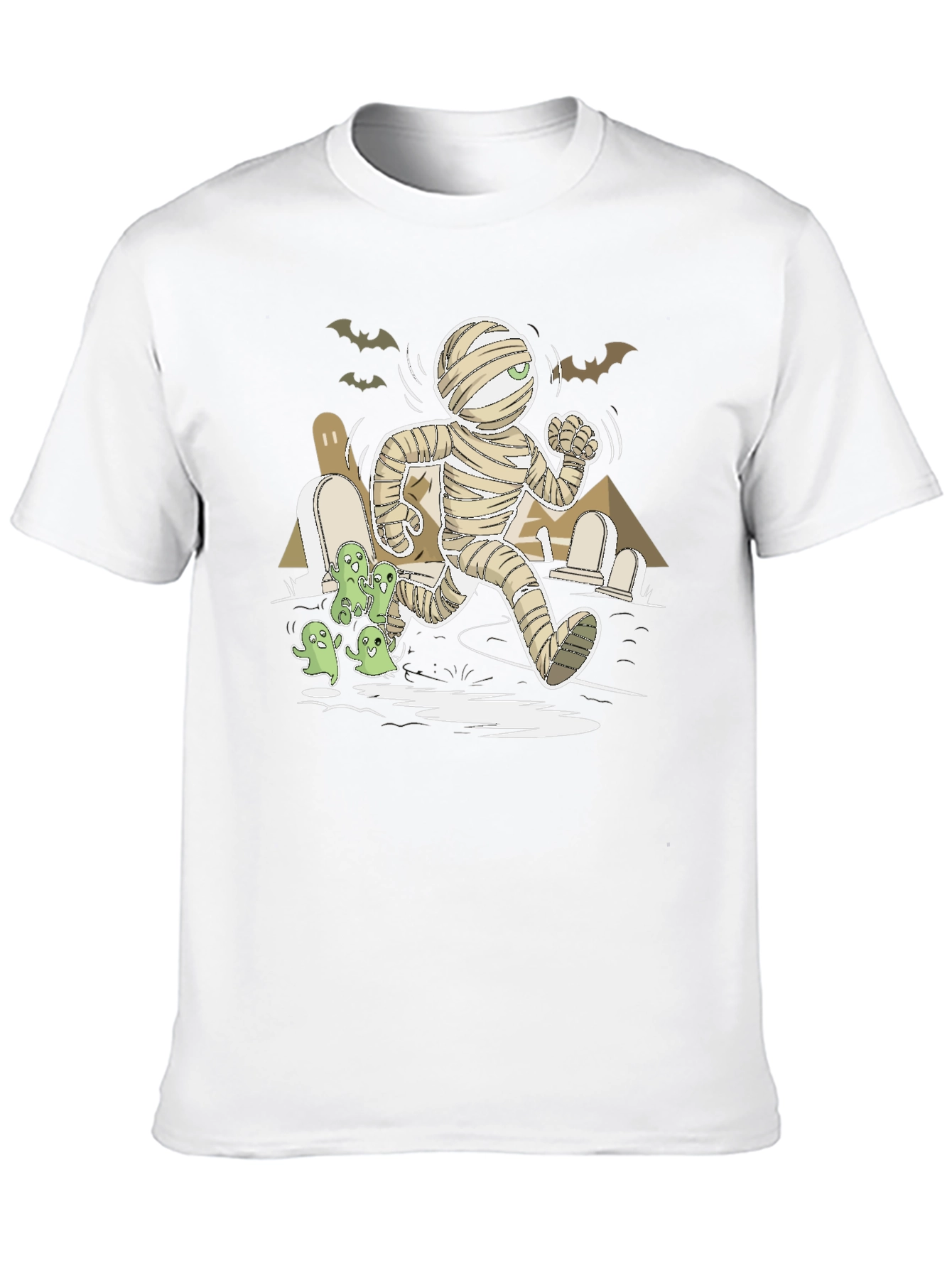 Halloween Mummy Chasing Ghosts Graphic Tee