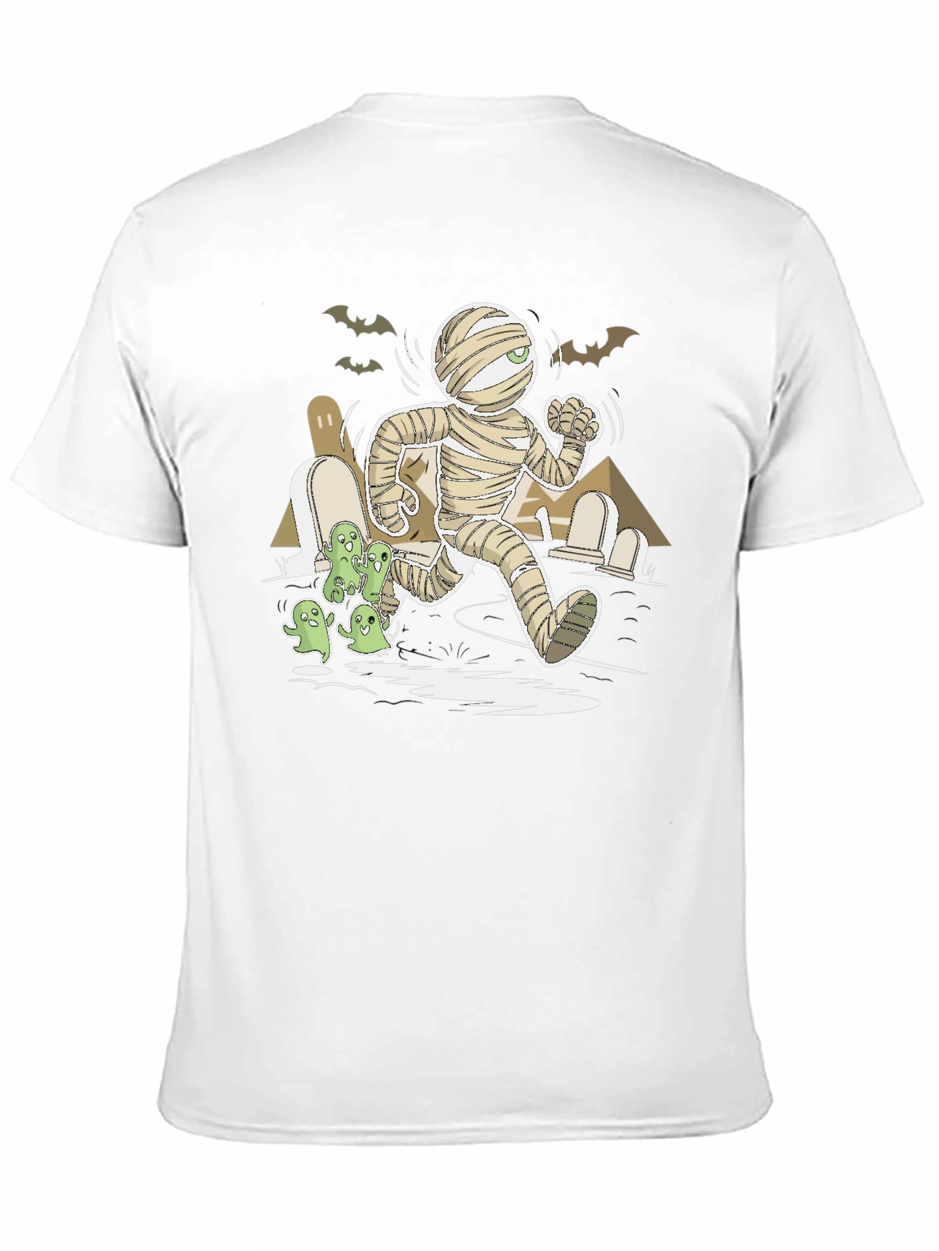 Halloween Mummy Chasing Ghosts Graphic Tee