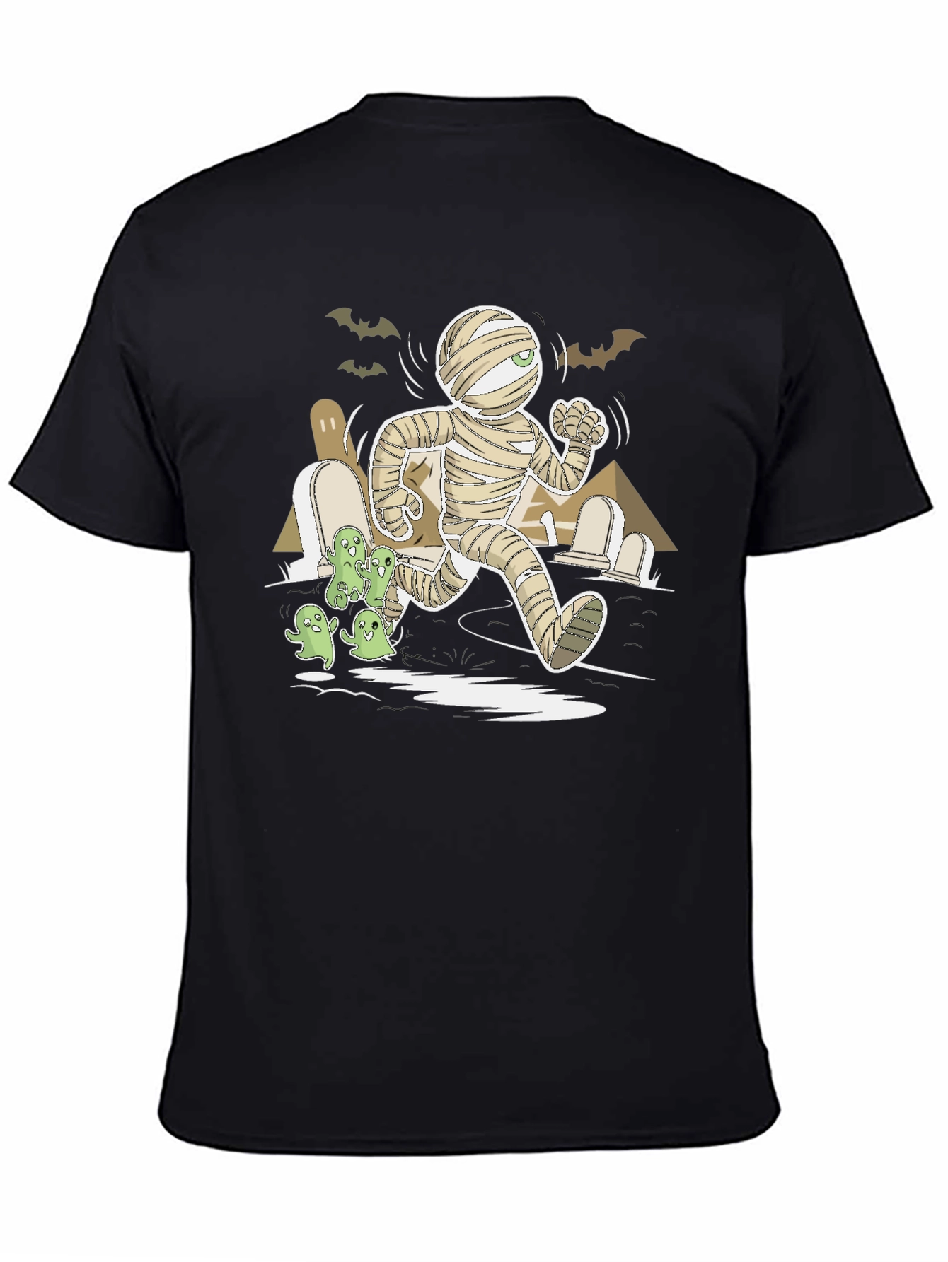 Halloween Mummy Chasing Ghosts Graphic Tee