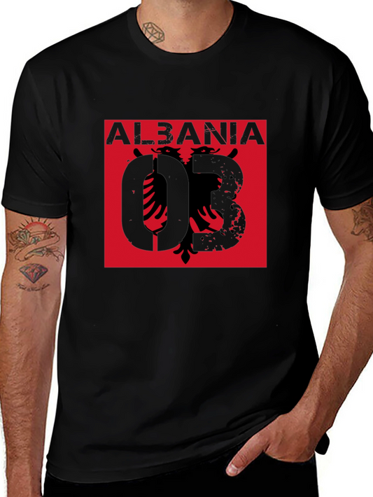 Albania Eagle Graphic T-Shirt - Black Short Sleeve Tee