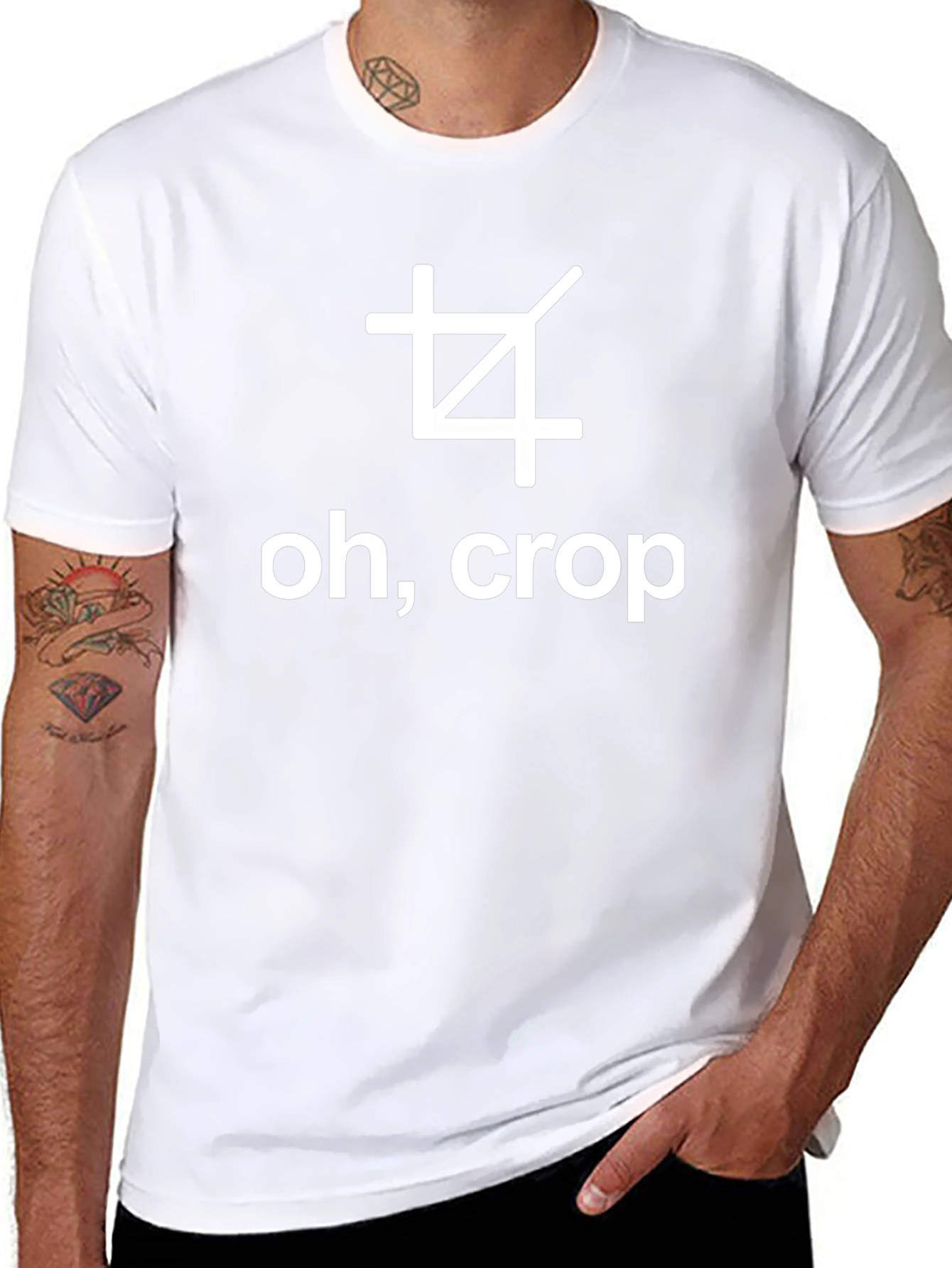 Funny Oh Crop Graphic Tee - Black Cotton T-Shirt
