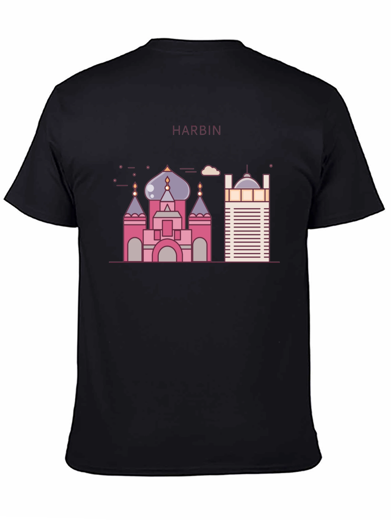 Harbin Landmark Graphic Tee - Black Cotton Blend