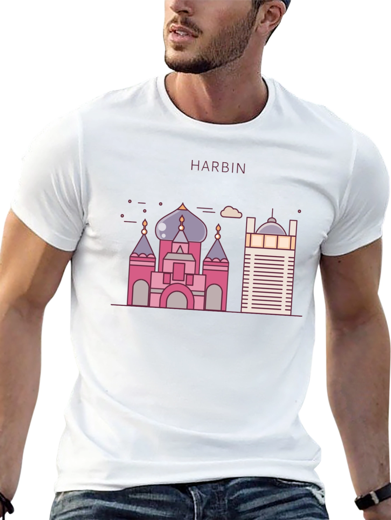 Harbin Landmark Graphic Tee - Black Cotton Blend