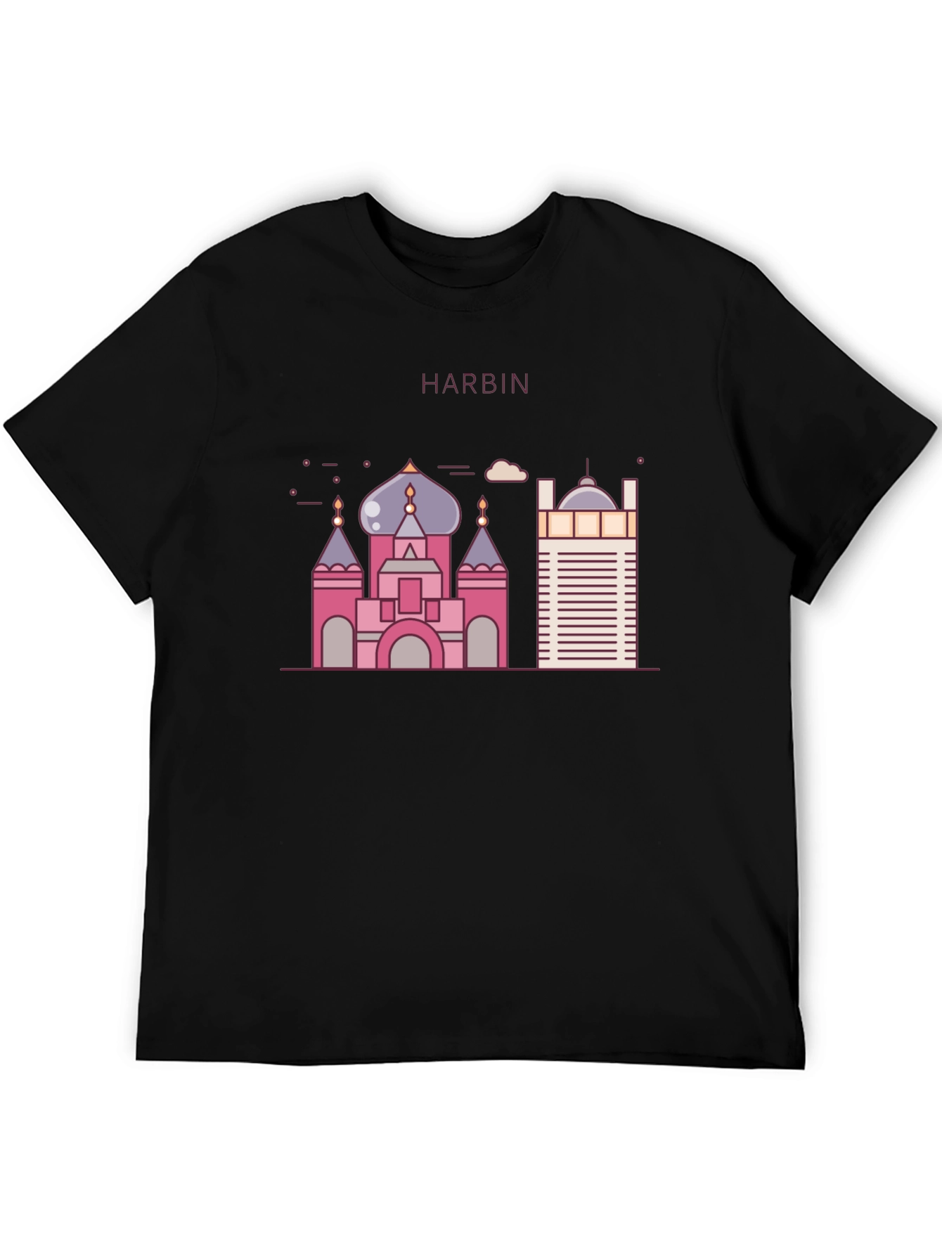 Harbin Landmark Graphic Tee - Black Cotton Blend