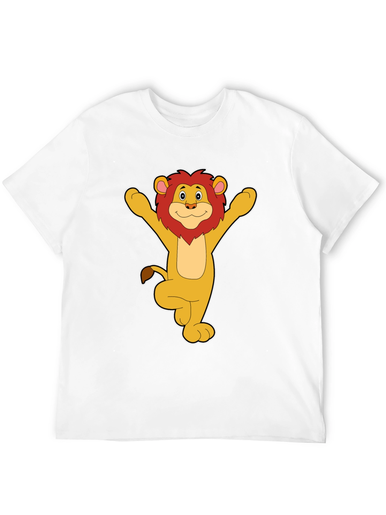 Cartoon Lion Graphic Black T-Shirt