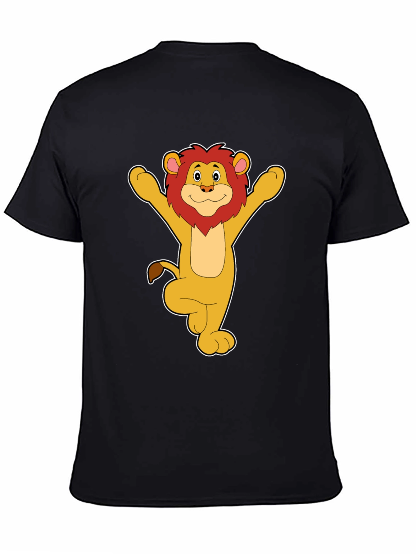Cartoon Lion Graphic Black T-Shirt