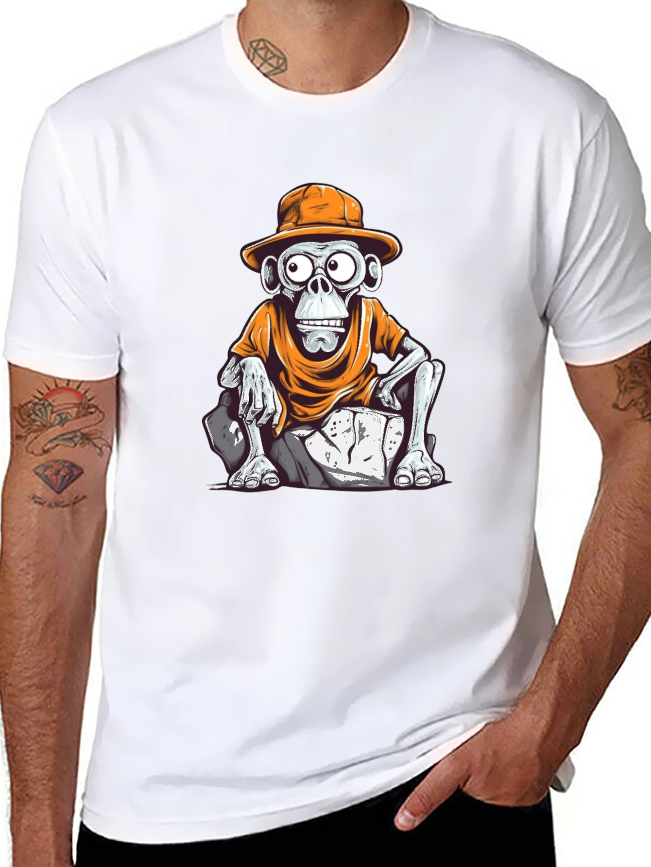 Monkey Cartoon Graphic T-Shirt
