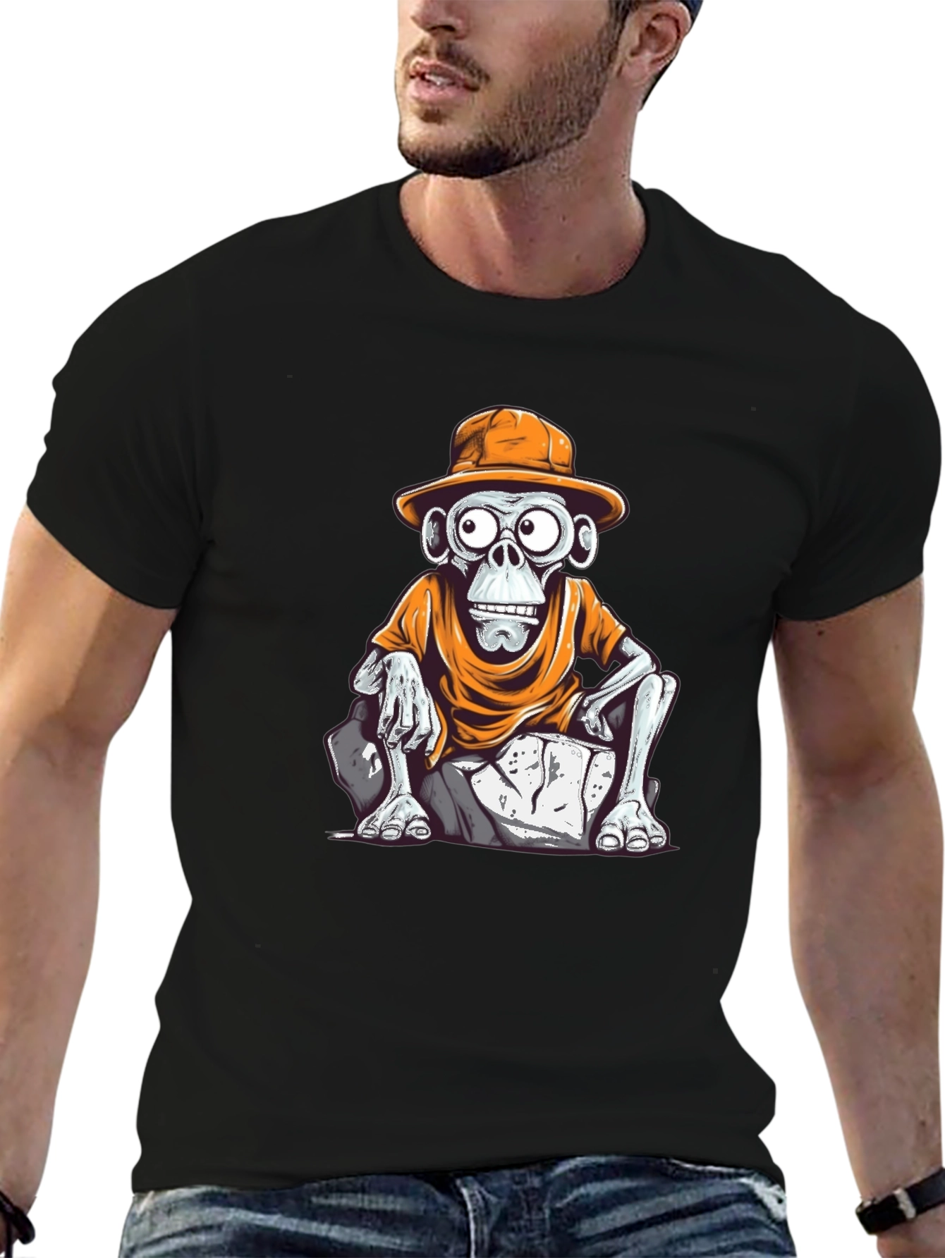 Monkey Cartoon Graphic T-Shirt