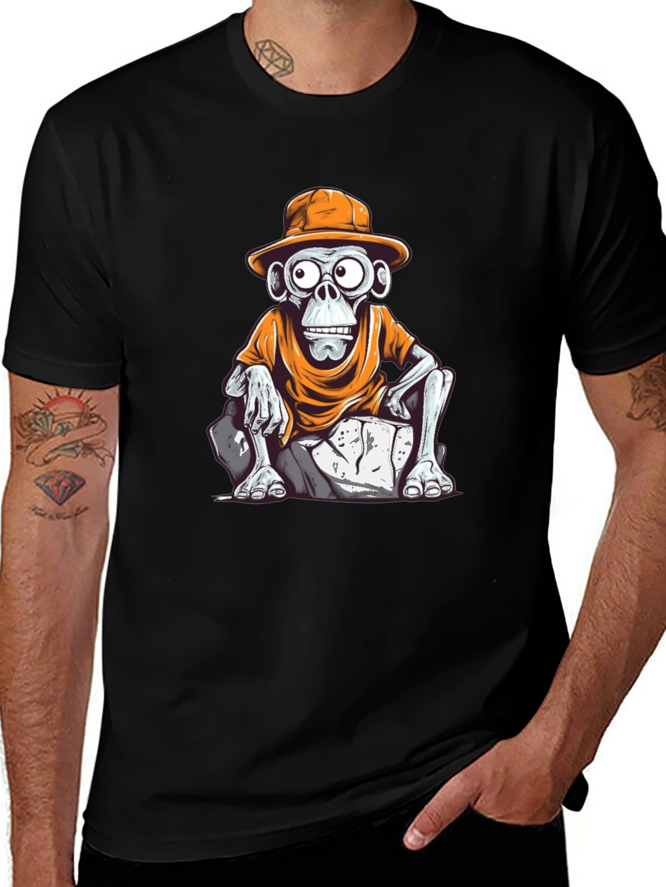 Monkey Cartoon Graphic T-Shirt