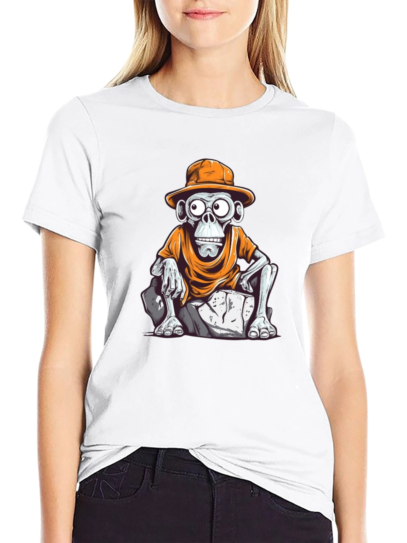 Monkey Cartoon Graphic T-Shirt