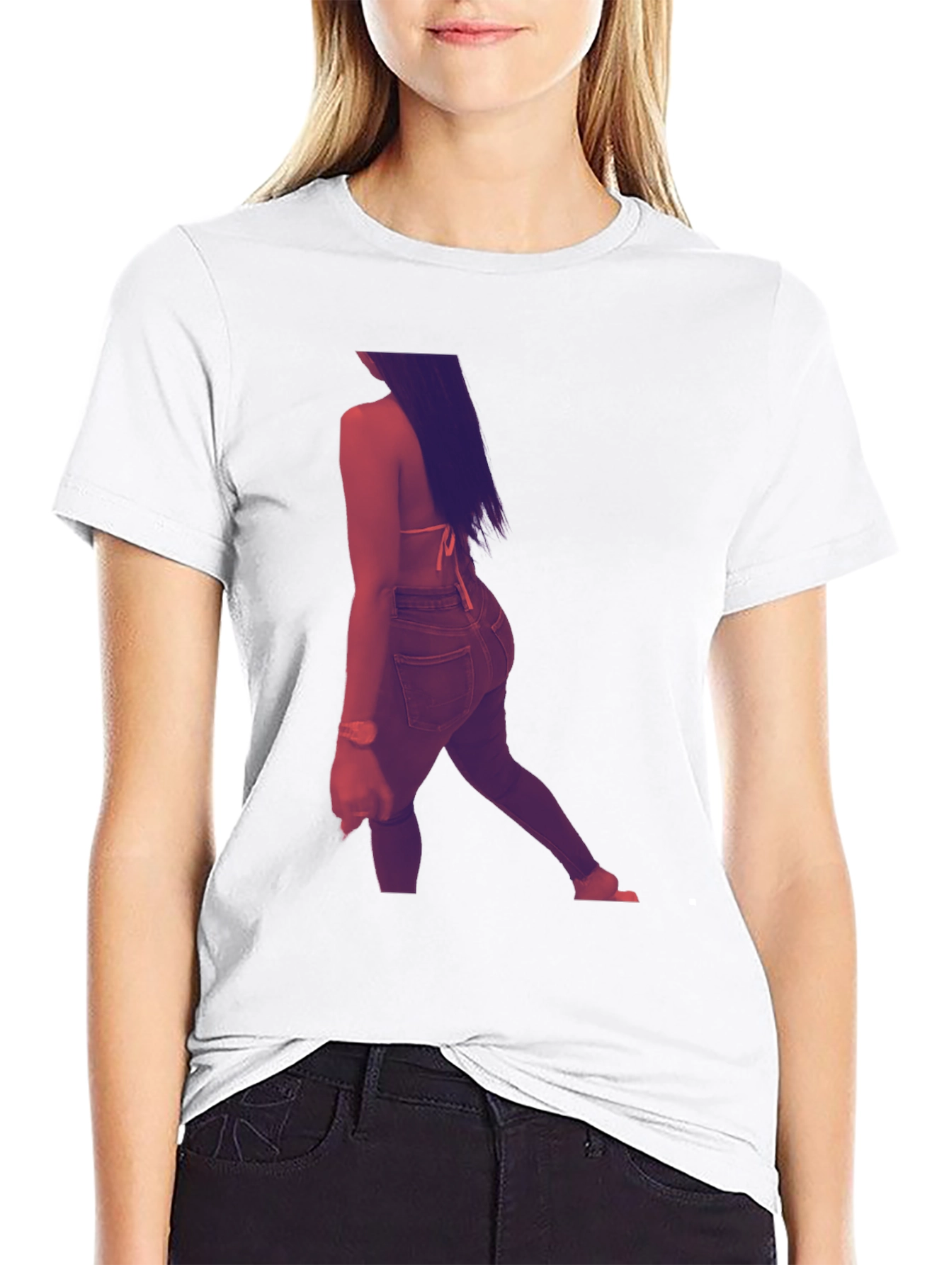 Stylish Black Graphic T-Shirt with Woman Design