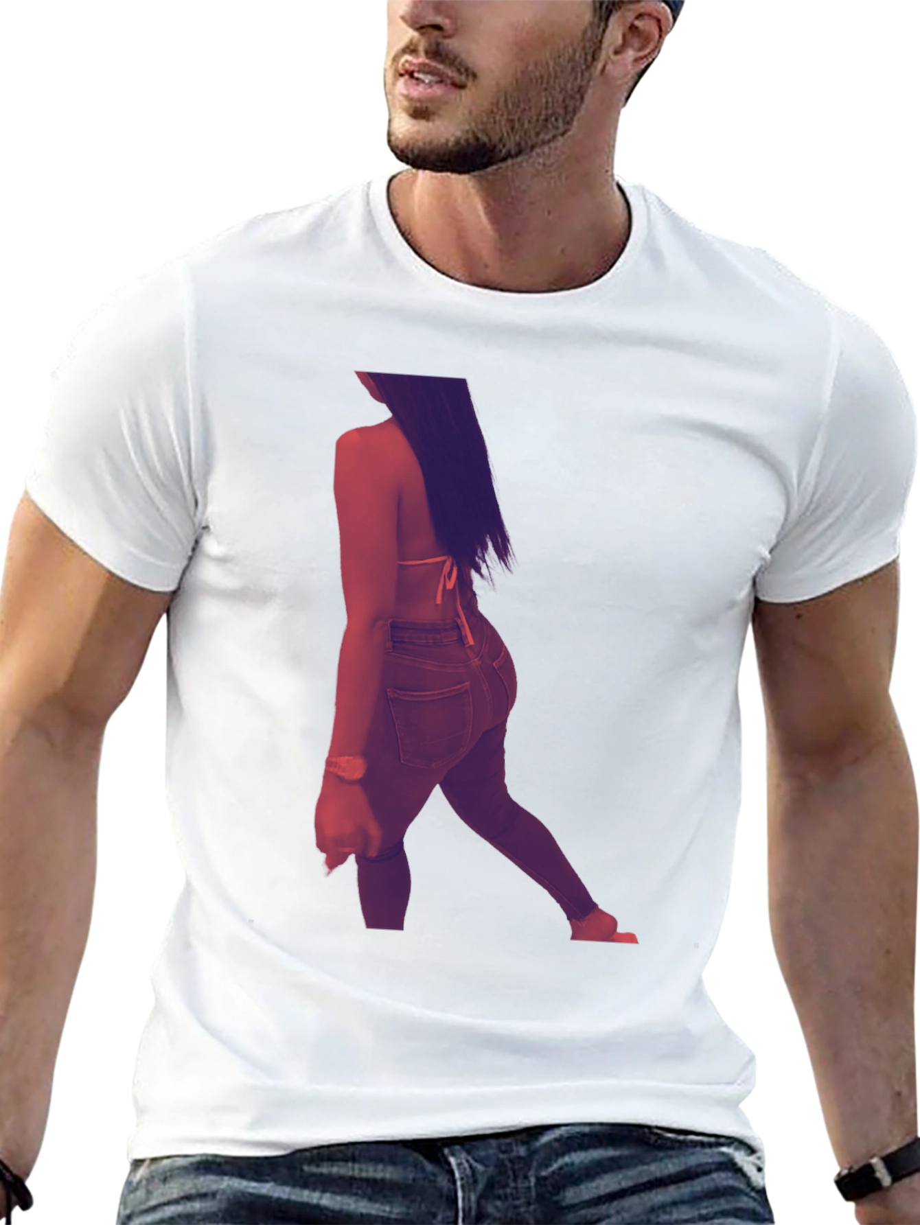 Stylish Black Graphic T-Shirt with Woman Design