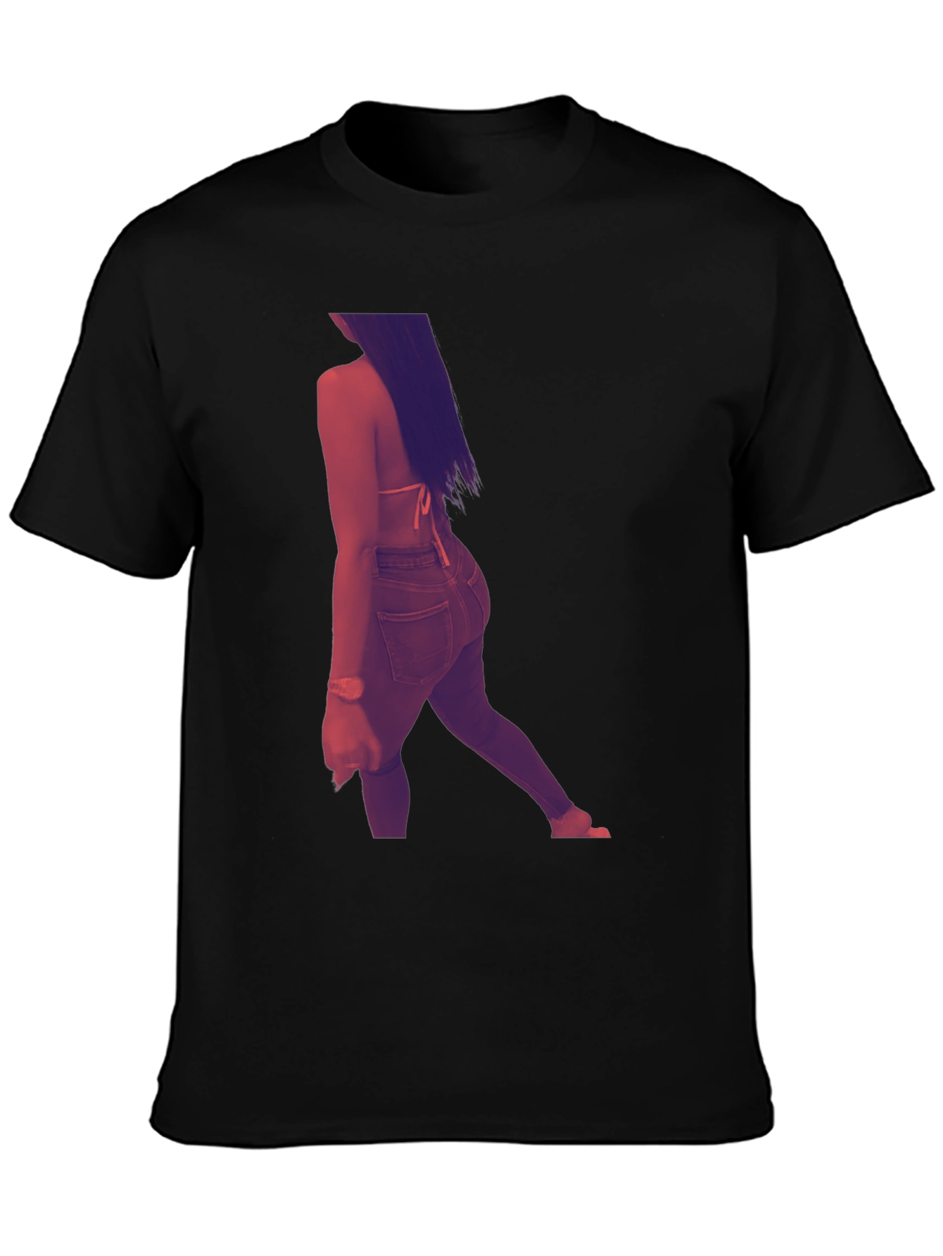 Stylish Black Graphic T-Shirt with Woman Design