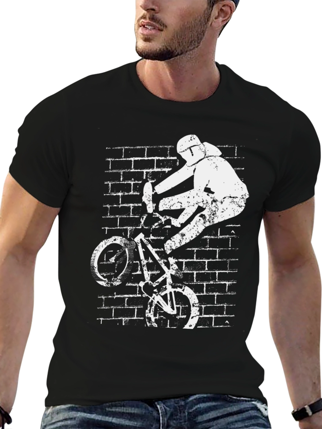 Cool BMX Rider Graphic Tee - Black Cotton T-Shirt