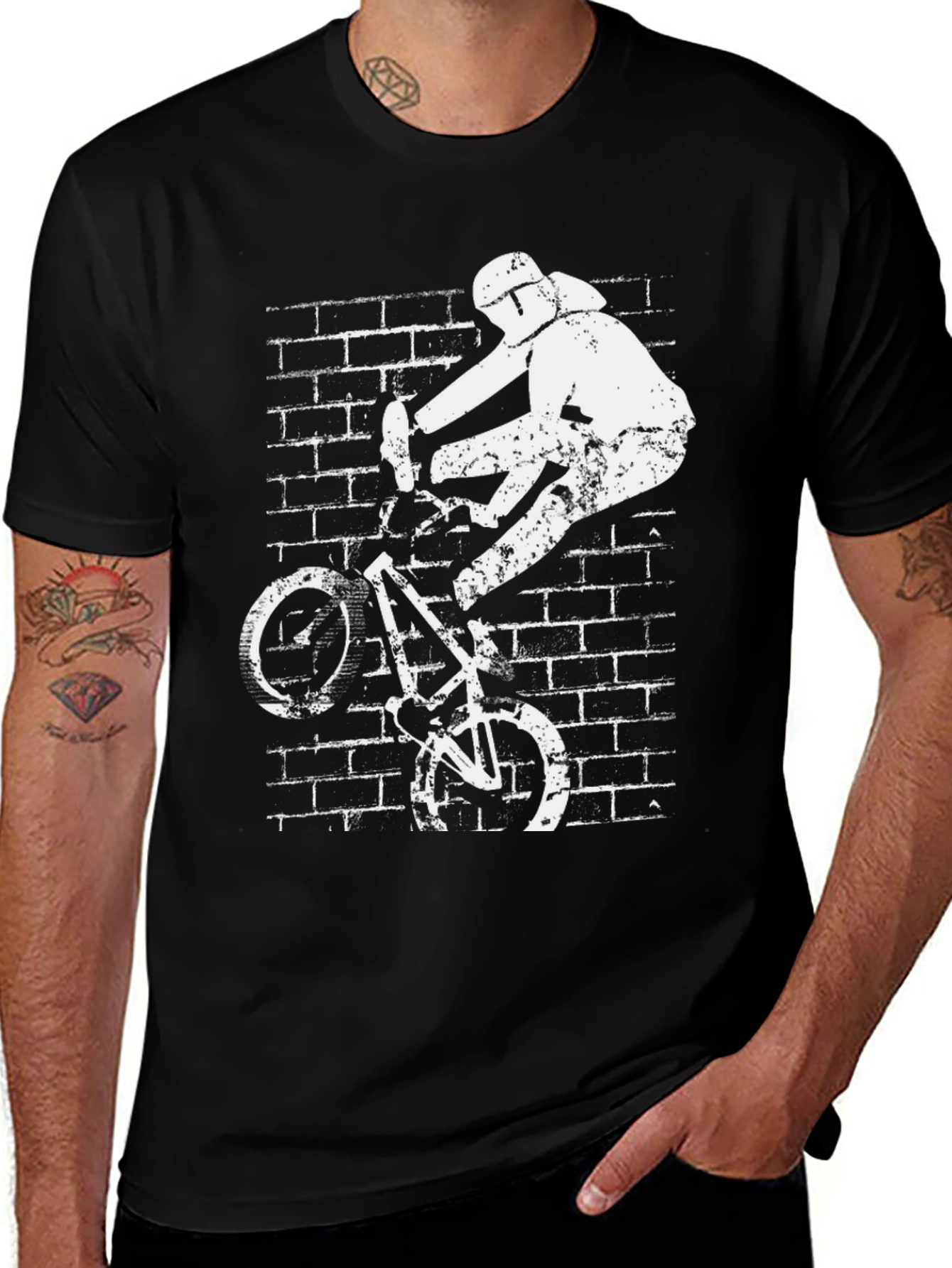 Cool BMX Rider Graphic Tee - Black Cotton T-Shirt