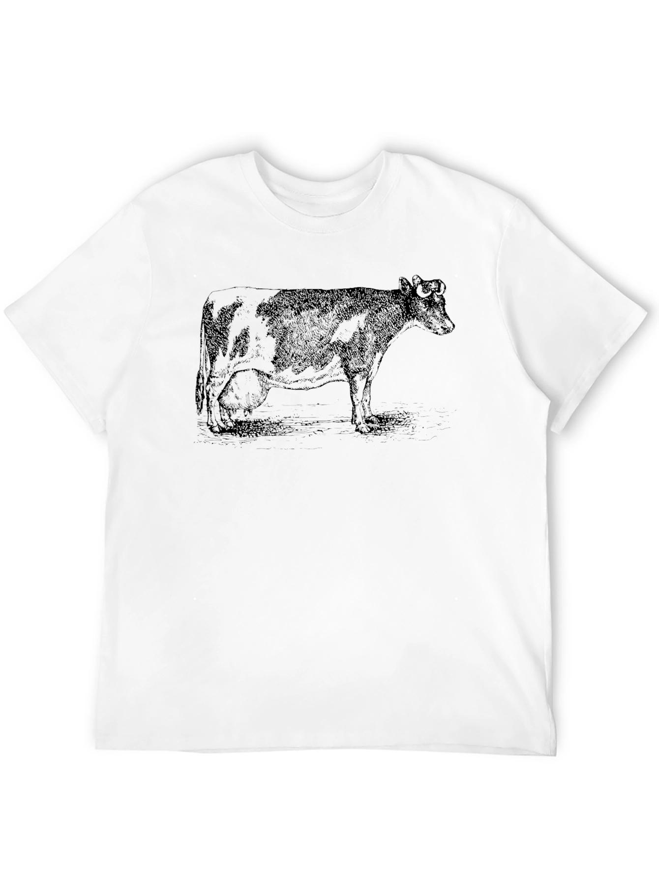 Cow Graphic Print T-Shirt - Black