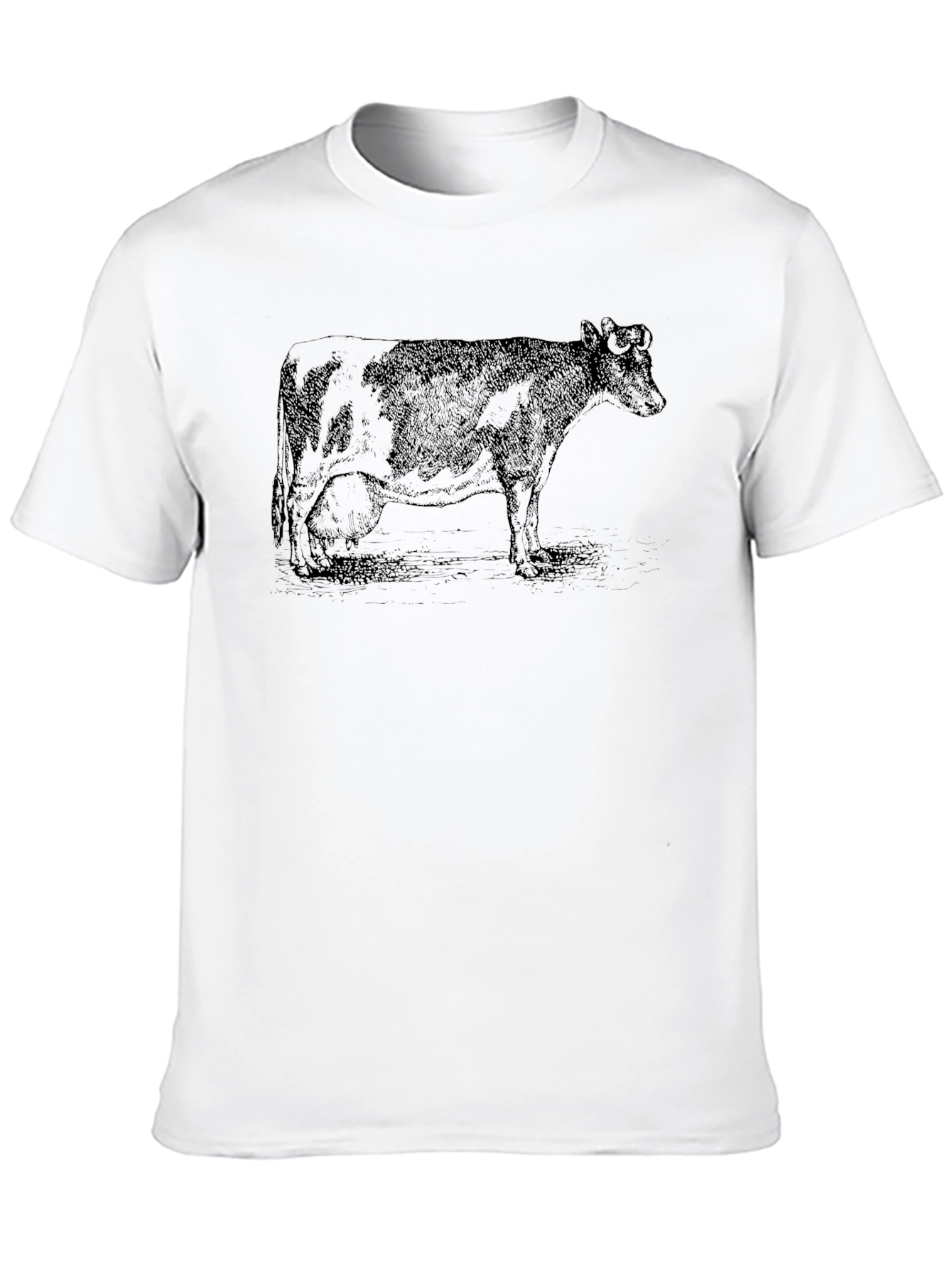 Cow Graphic Print T-Shirt - Black
